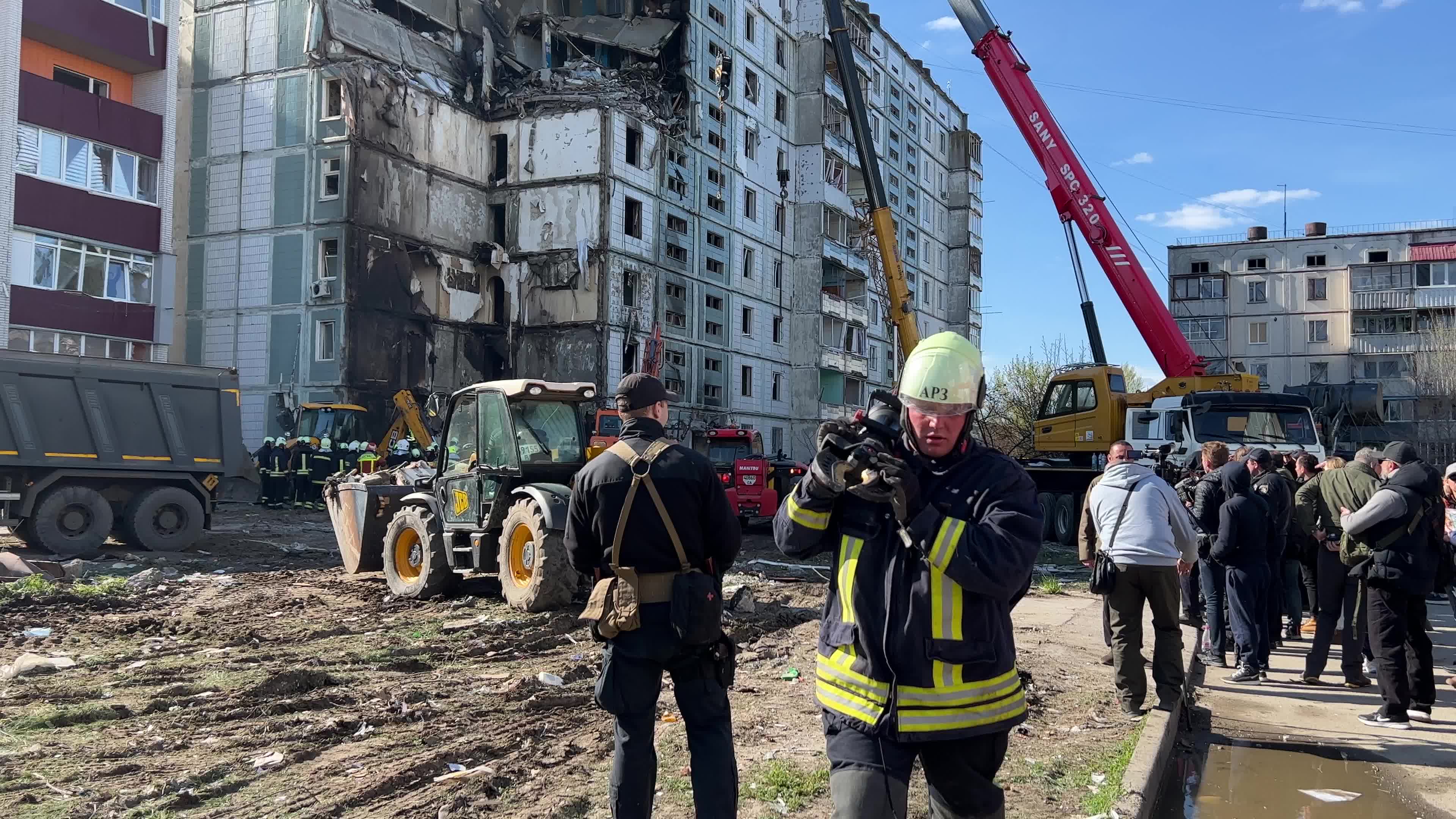 Residential building heavily damaged by a Russian missile, amid Russia's attack on Ukraine, in the town of Uman