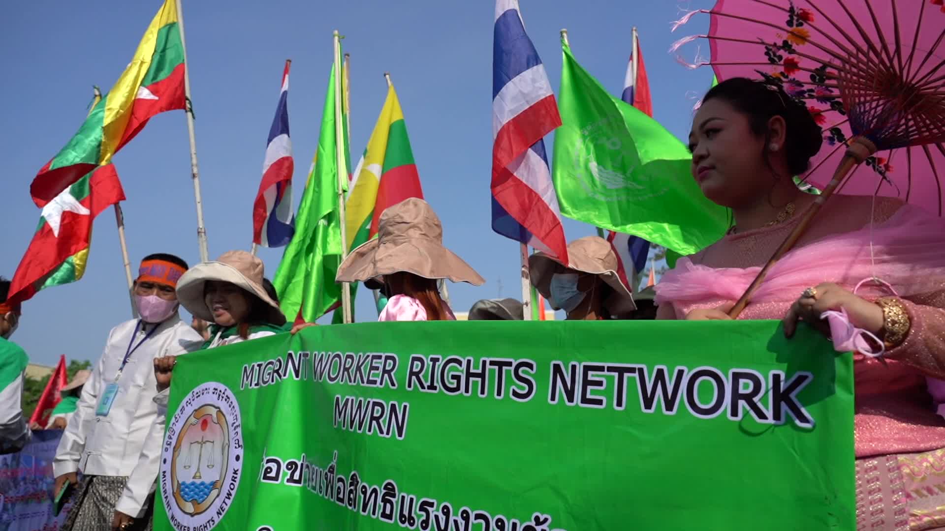 Laborers Demonstrate to Mark International Workers' Day in Bangkok.