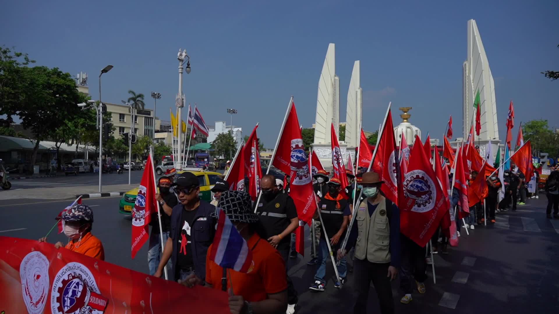 Laborers Demonstrate to Mark International Workers' Day in Bangkok.