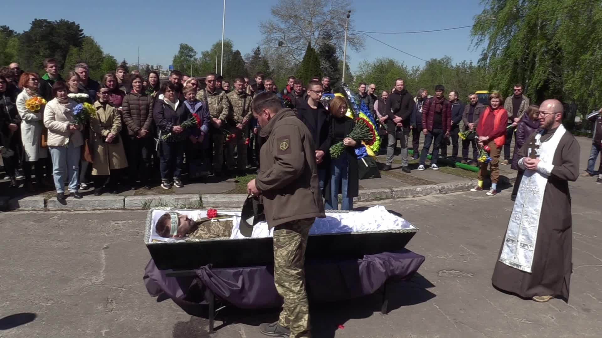 Farewell ceremony for Ukrainian journalist and serviceman Oleksandr Bondarenko in Kyiv, amid Russian invasion of Ukraine