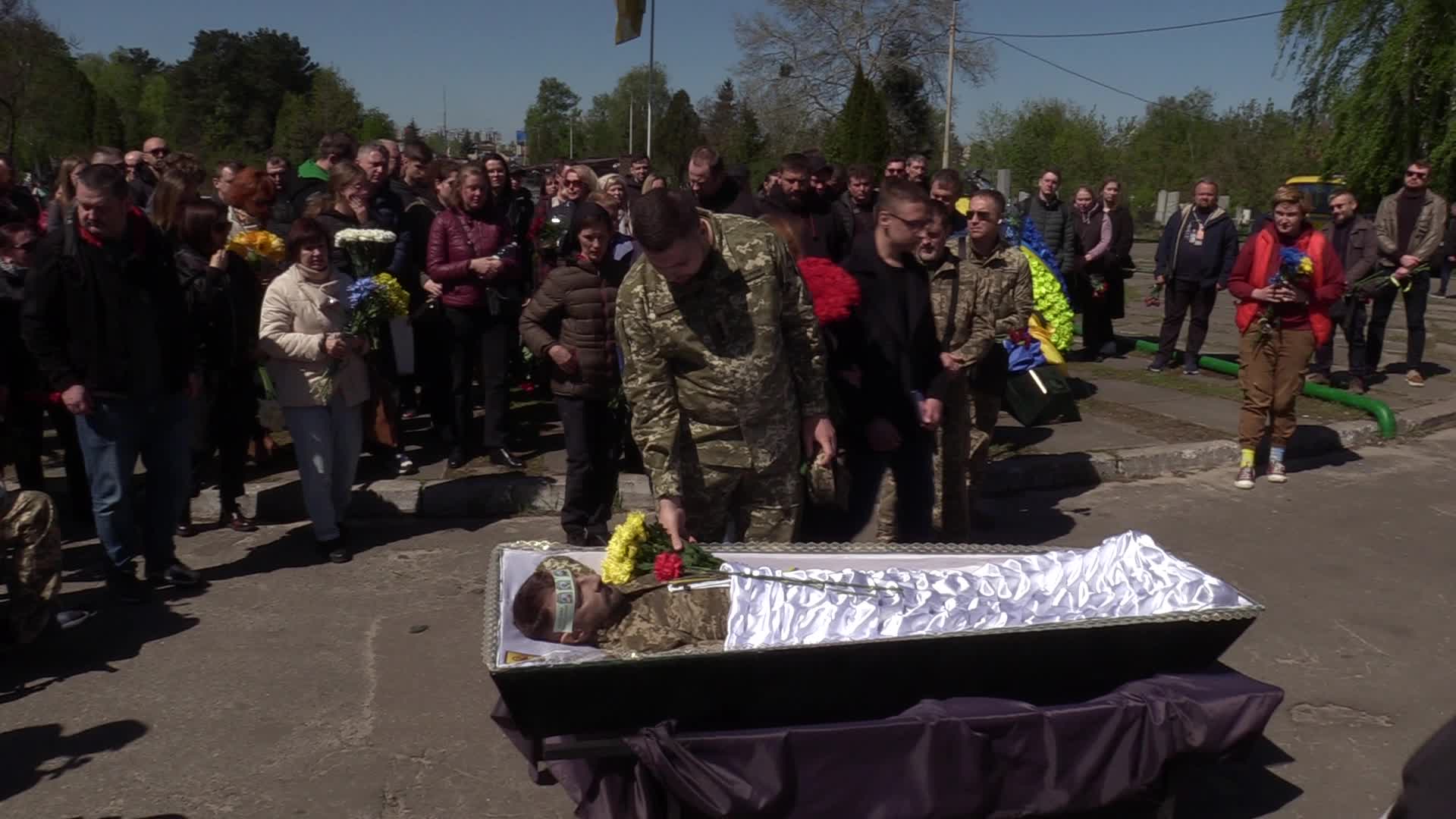 Farewell ceremony for Ukrainian journalist and serviceman Oleksandr Bondarenko in Kyiv, amid Russian invasion of Ukraine