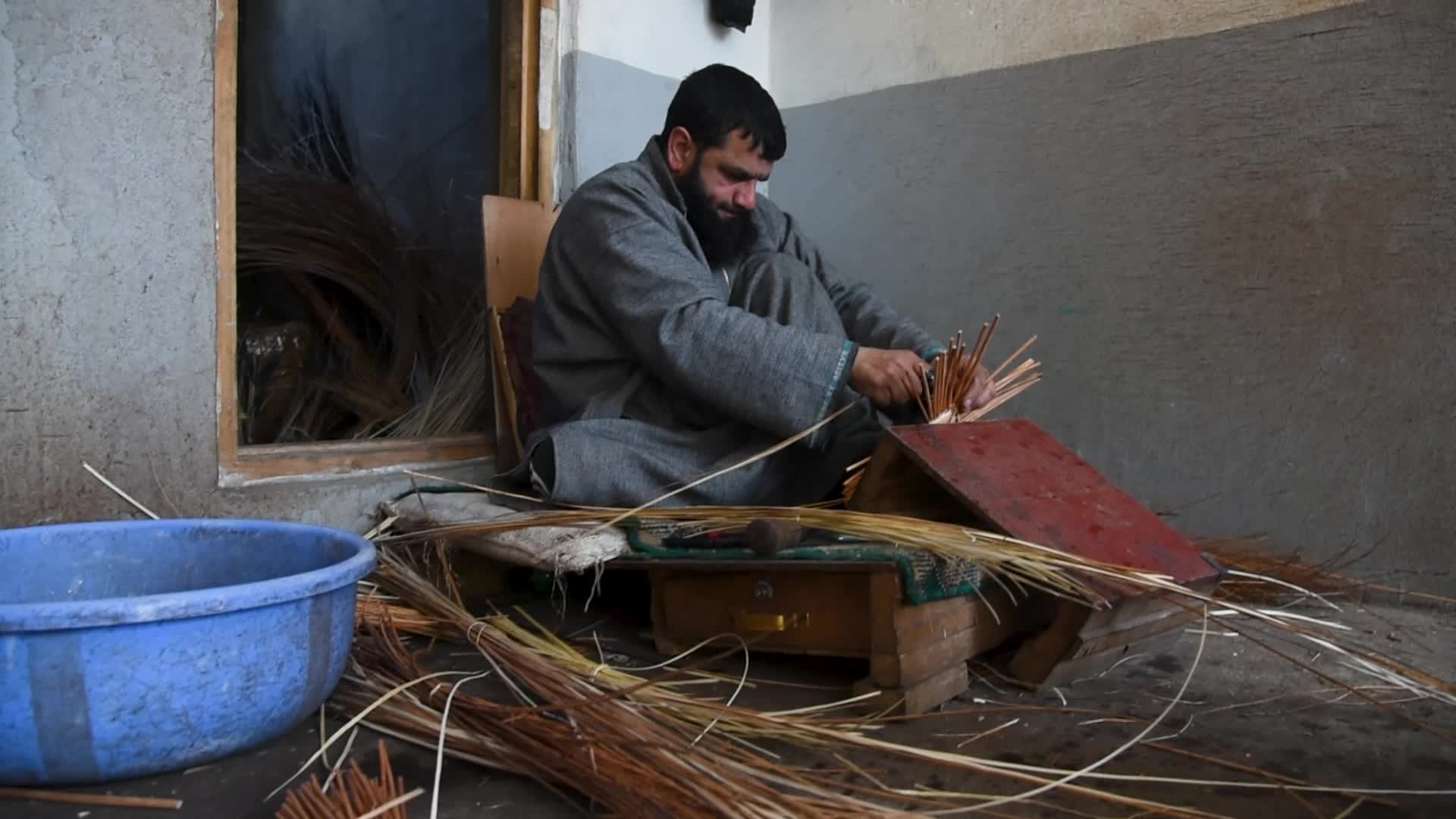 Willow wicker craft in Kashmir.