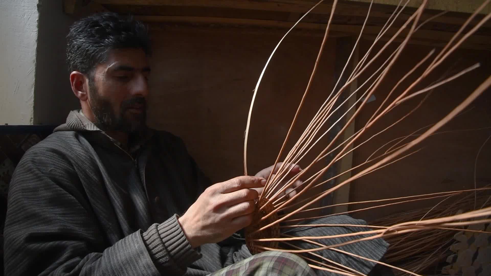 Willow wicker craft in Kashmir.