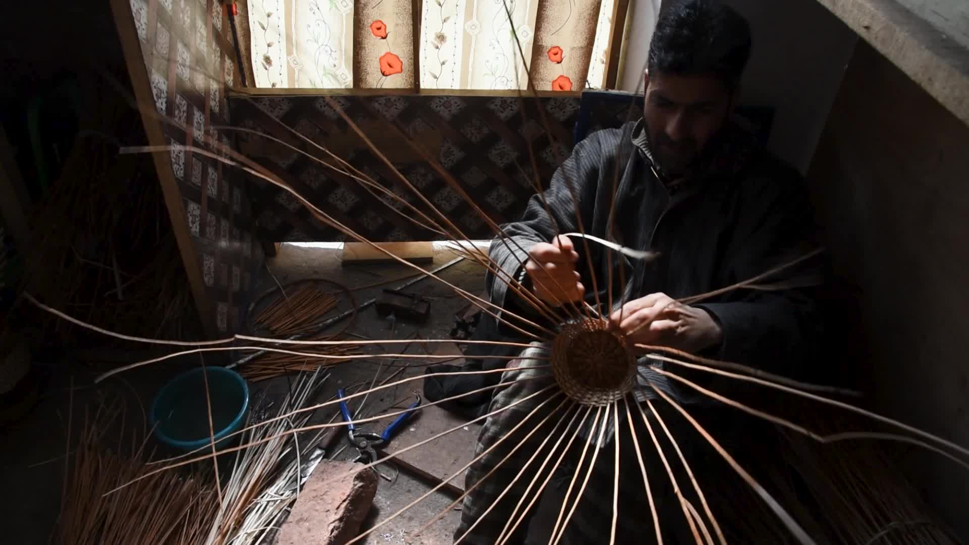 Willow wicker craft in Kashmir.