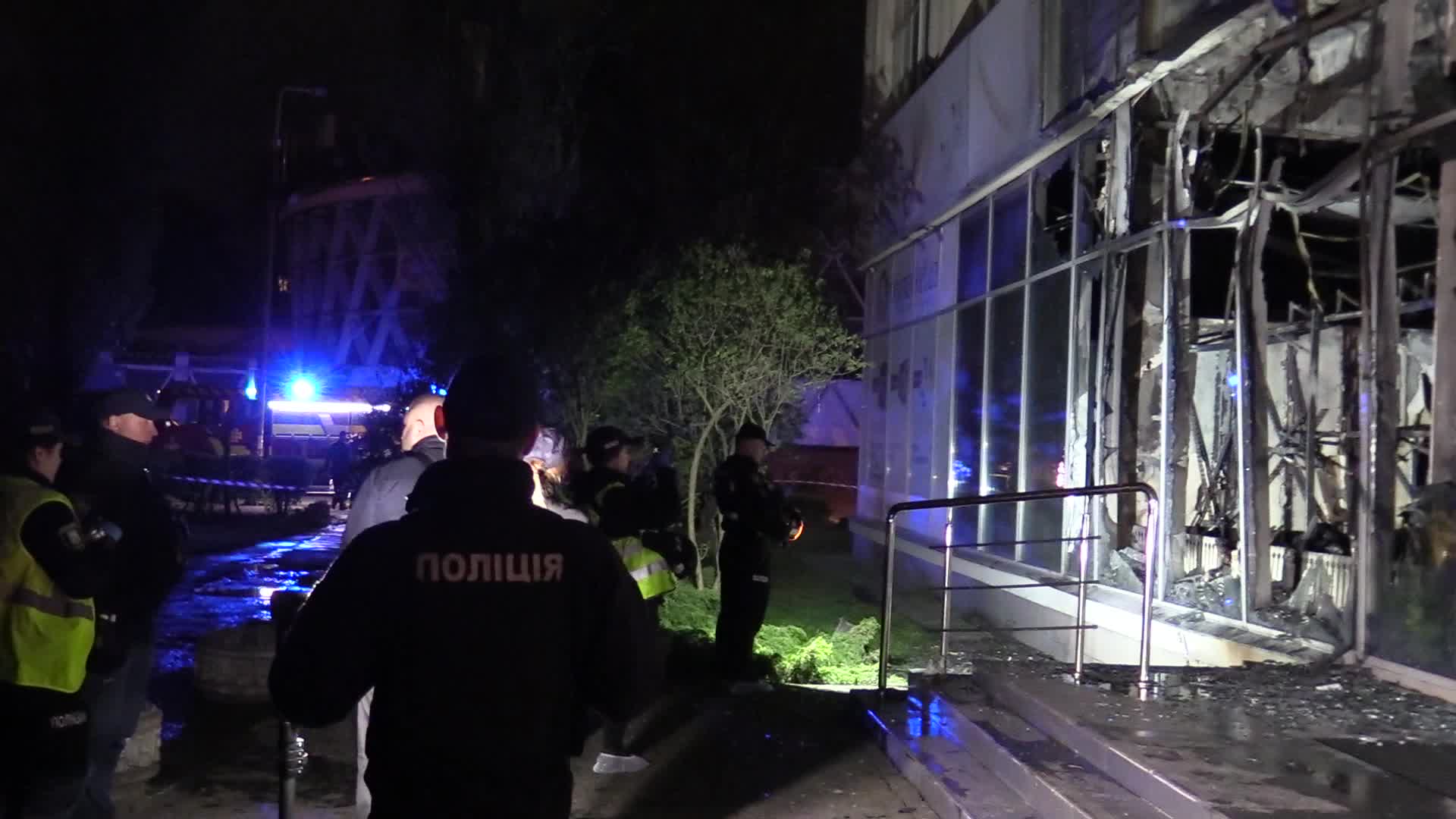 A building damaged by shooted down drone in Kyiv, amid Russia's attack on Ukraine.