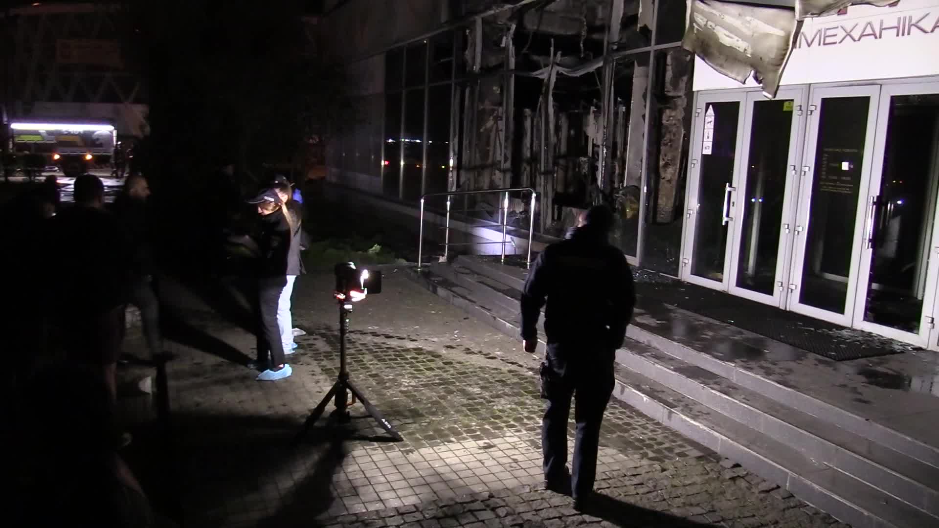A building damaged by shooted down drone in Kyiv, amid Russia's attack on Ukraine.