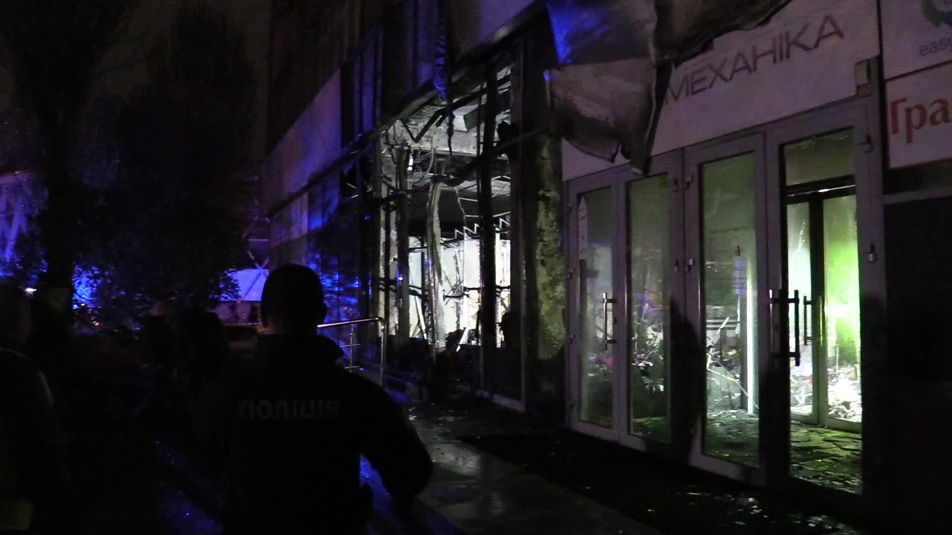 A building damaged by shooted down drone in Kyiv, amid Russia's attack on Ukraine.