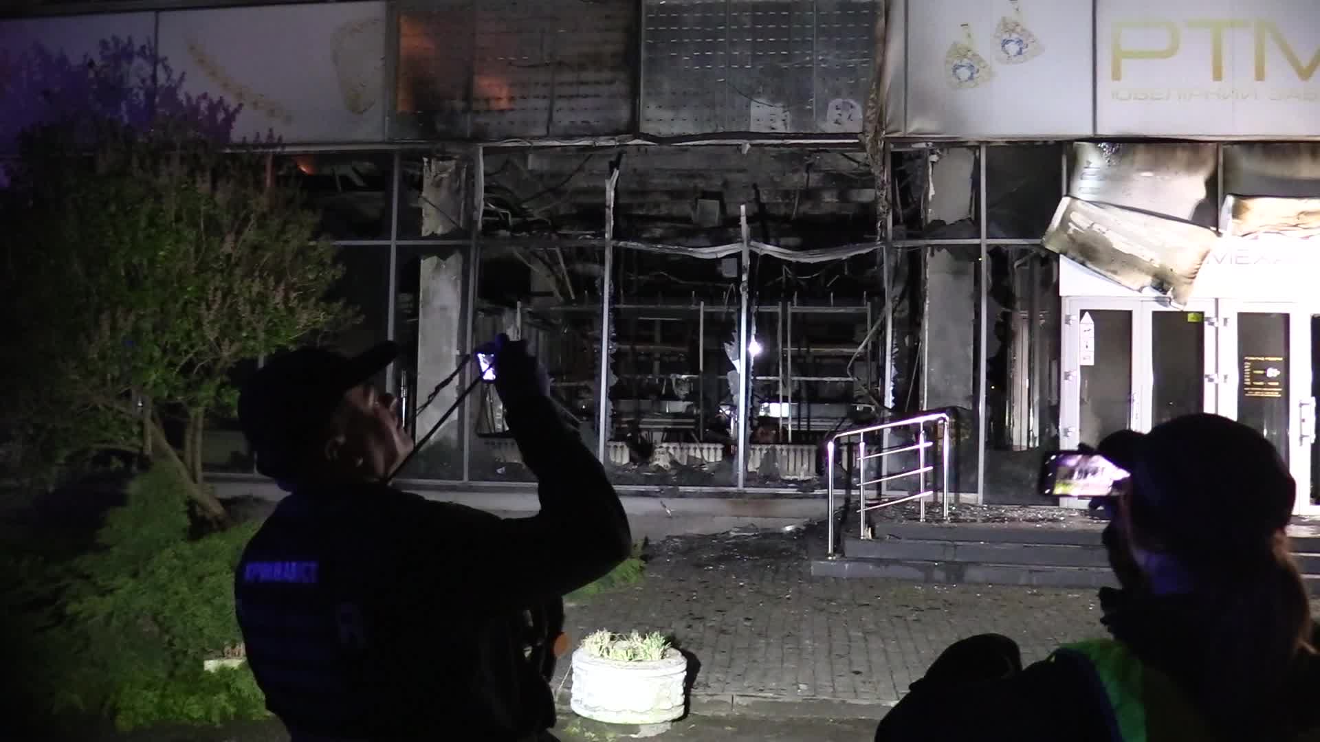 A building damaged by shooted down drone in Kyiv, amid Russia's attack on Ukraine.
