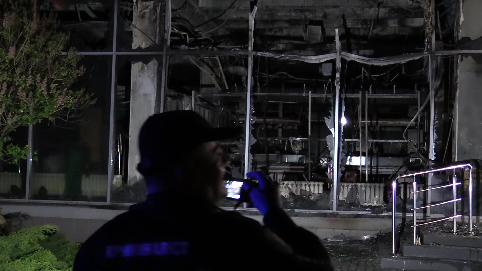 A building damaged by shooted down drone in Kyiv, amid Russia's attack on Ukraine.