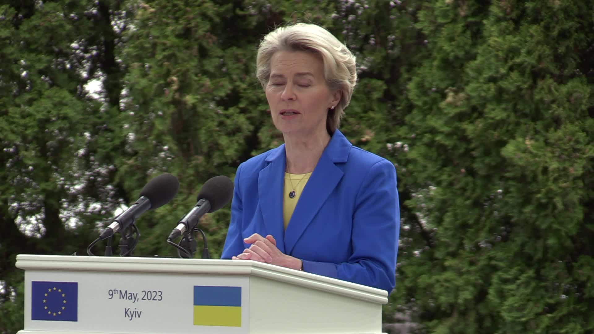 European Commission President Ursula von der Leyen visits Kyiv, amid Russian invasion of Ukraine.
