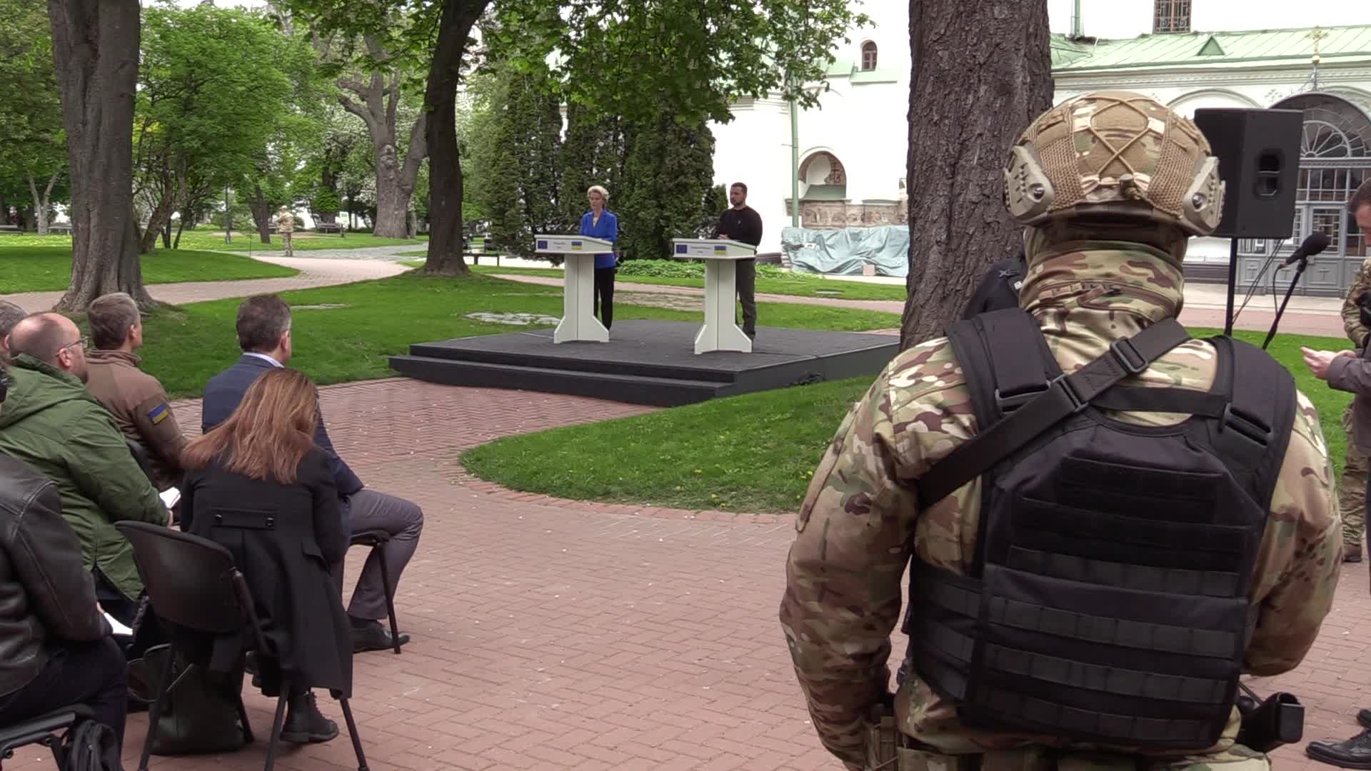 European Commission President Ursula von der Leyen visits Kyiv, amid Russian invasion of Ukraine.