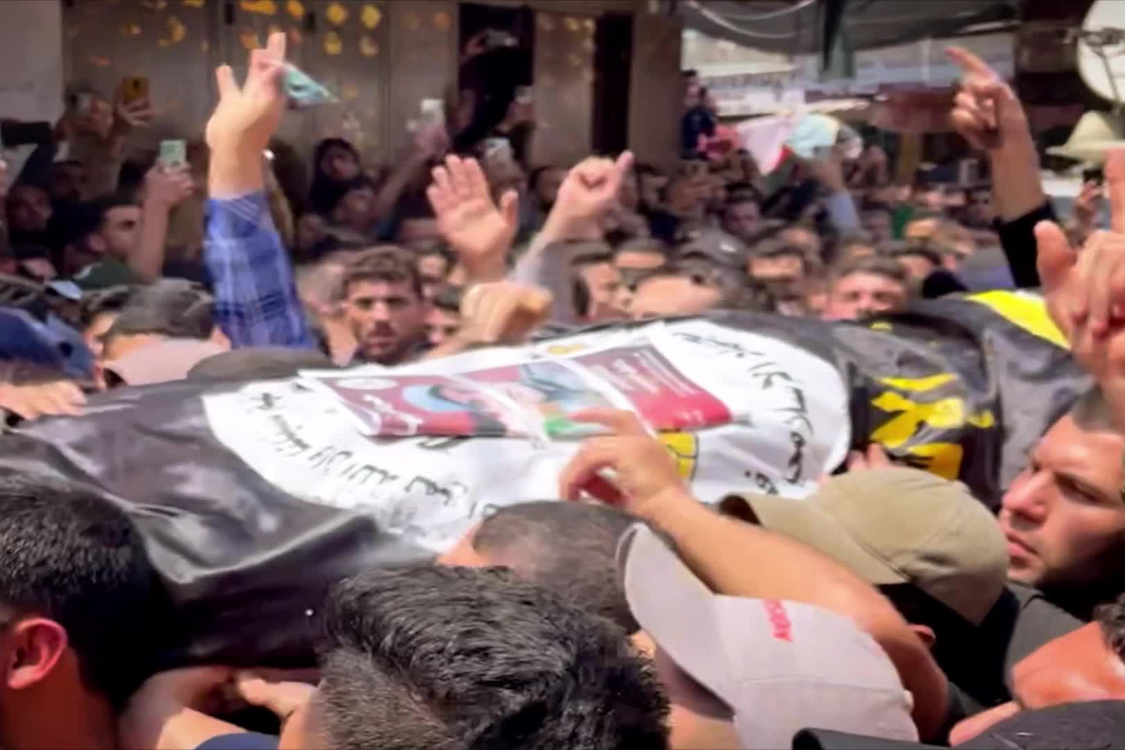 Funeral ceremony for 13 Palestinians killed in Israeli airstrikes over Gaza 