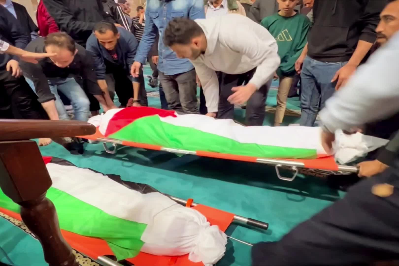 Funeral ceremony for 13 Palestinians killed in Israeli airstrikes over Gaza 