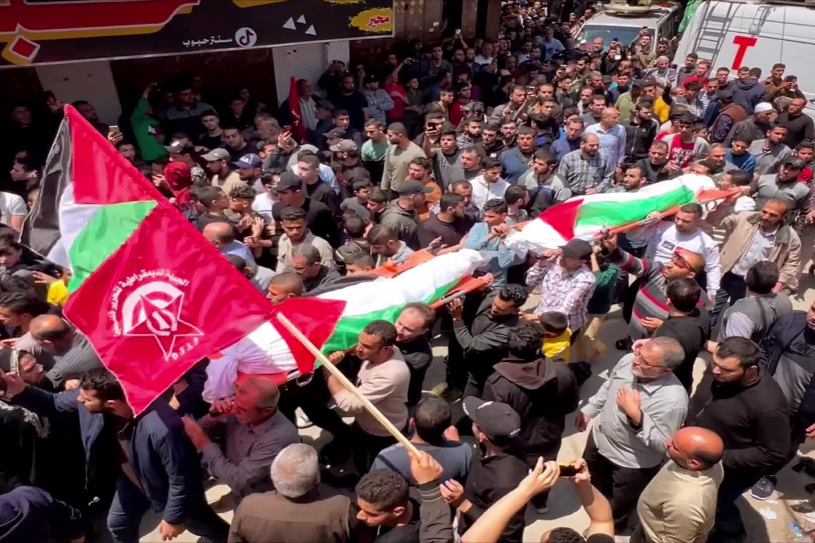 Funeral ceremony for 13 Palestinians killed in Israeli airstrikes over Gaza 
