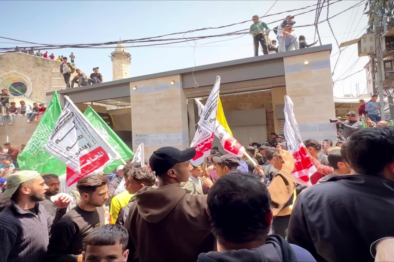 Funeral ceremony for 13 Palestinians killed in Israeli airstrikes over Gaza 