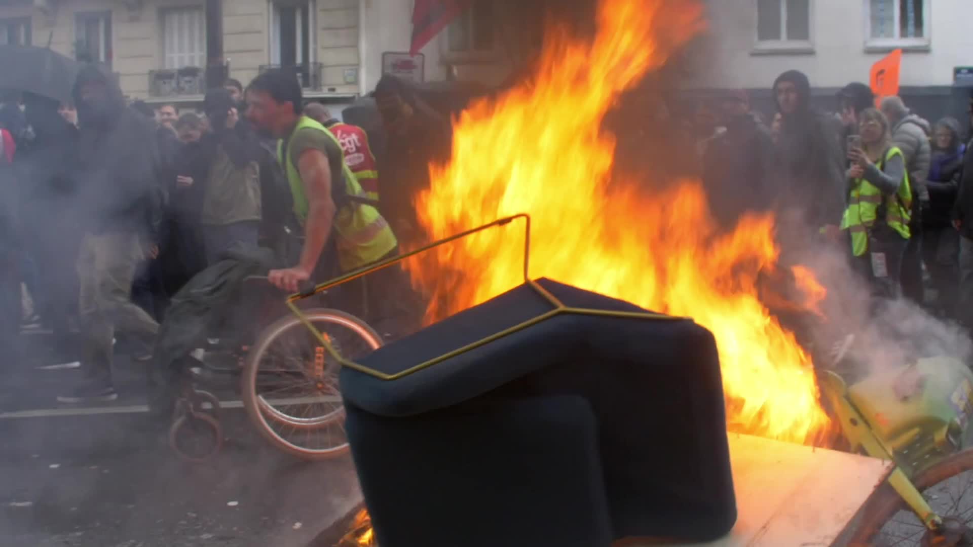Clashes at the 1 May rally in Paris, France