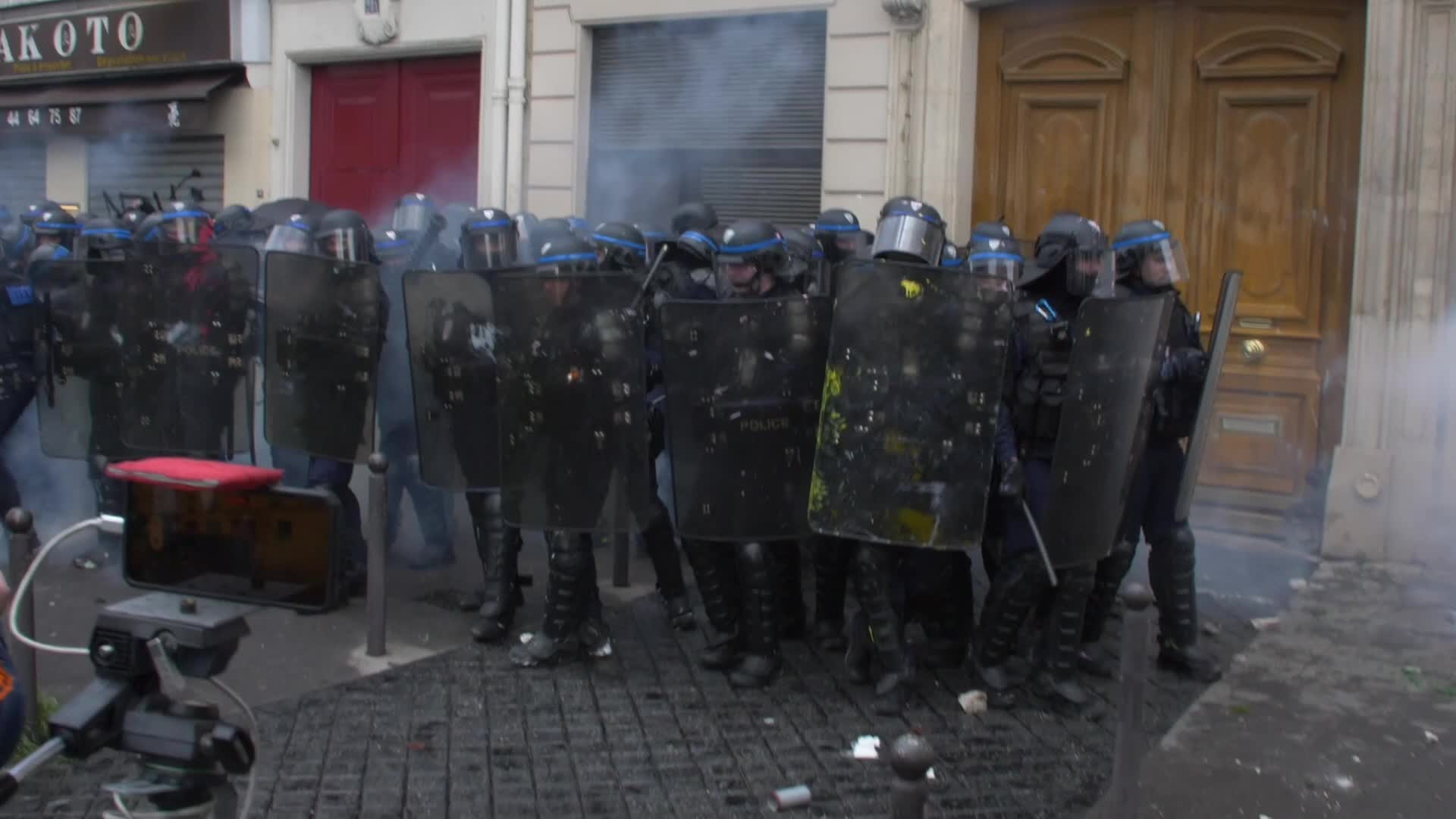 Clashes at the 1 May rally in Paris, France