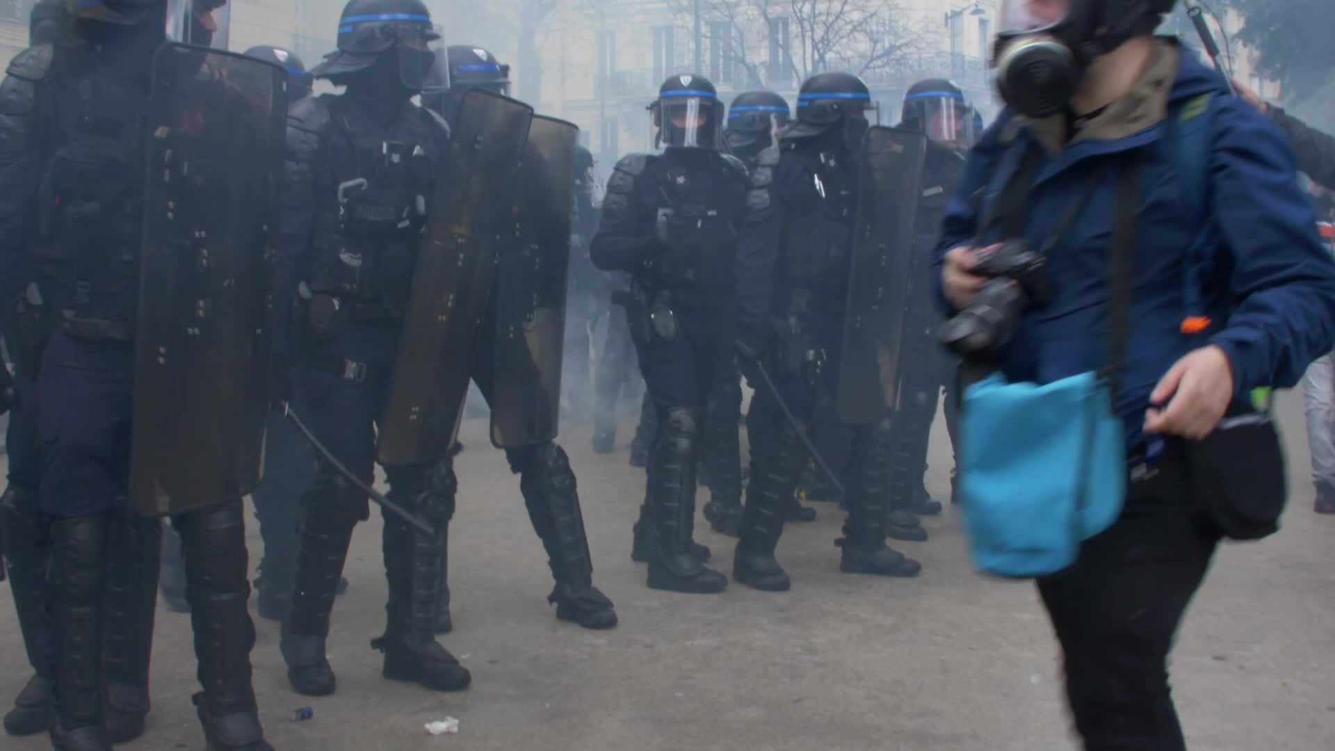 Clashes at the 1 May rally in Paris, France