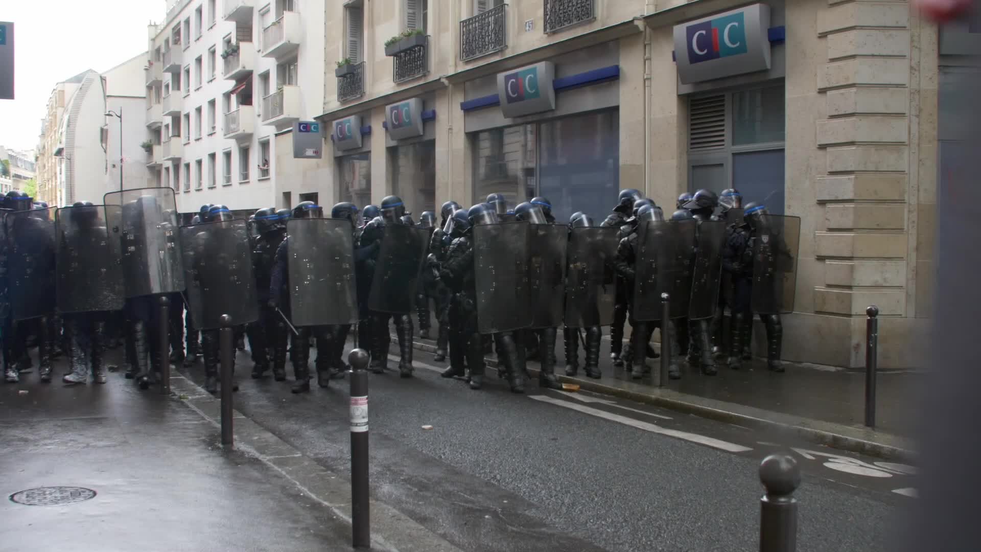 Clashes at the 1 May rally in Paris, France