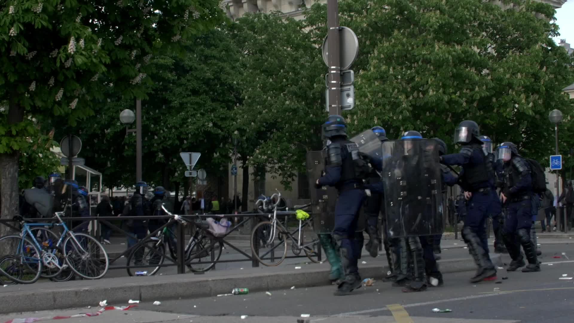 Clashes at the 1 May rally in Paris, France