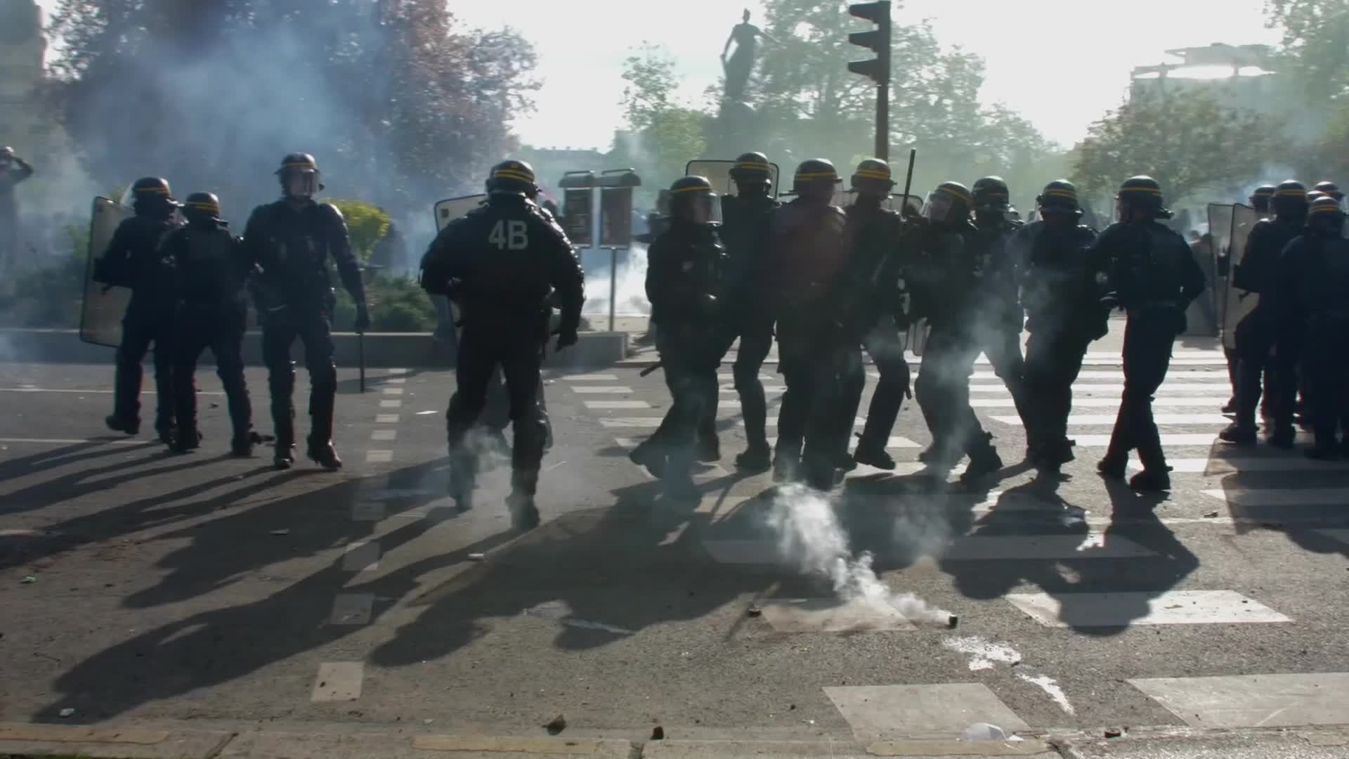 Clashes at the 1 May rally in Paris, France