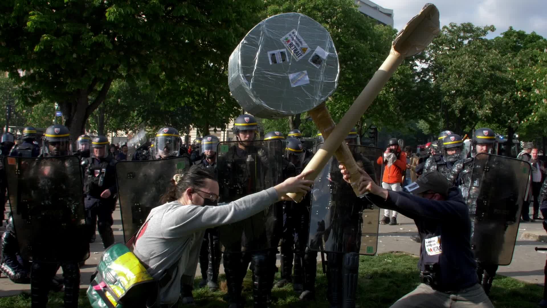 Clashes at the 1 May rally in Paris, France