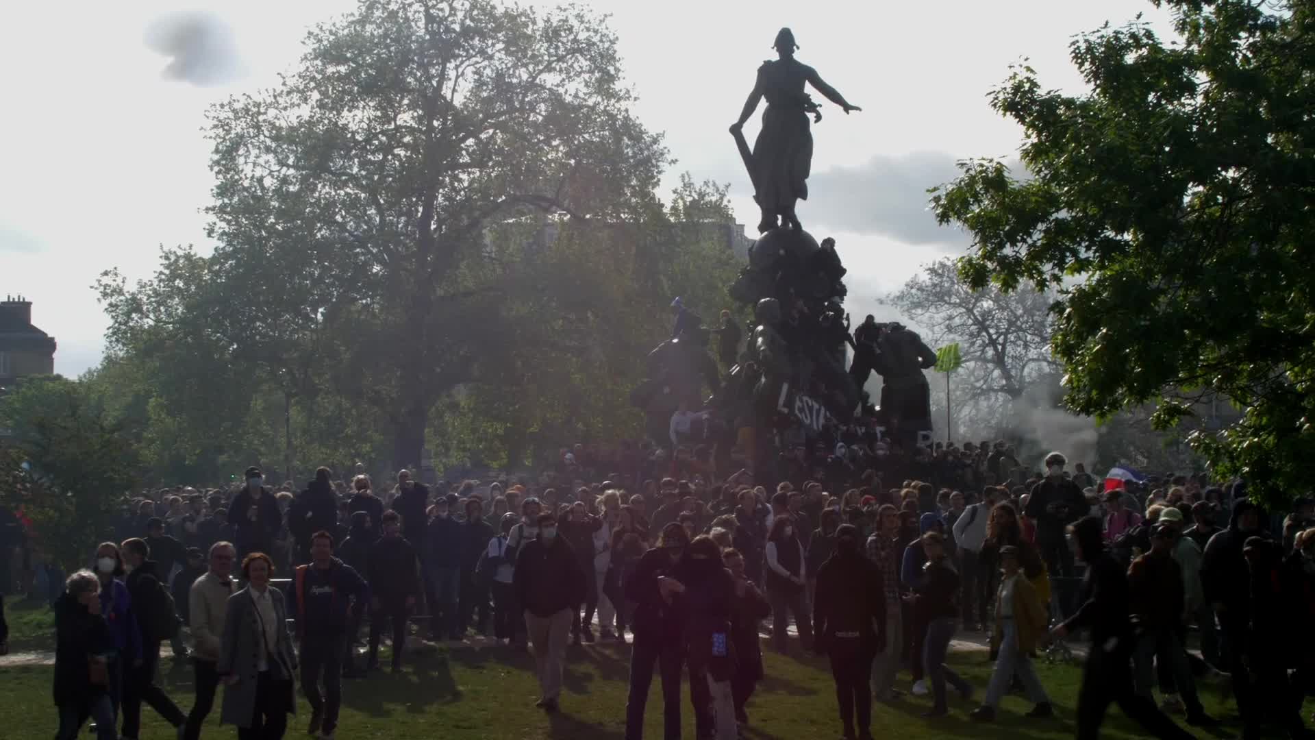 Clashes at the 1 May rally in Paris, France