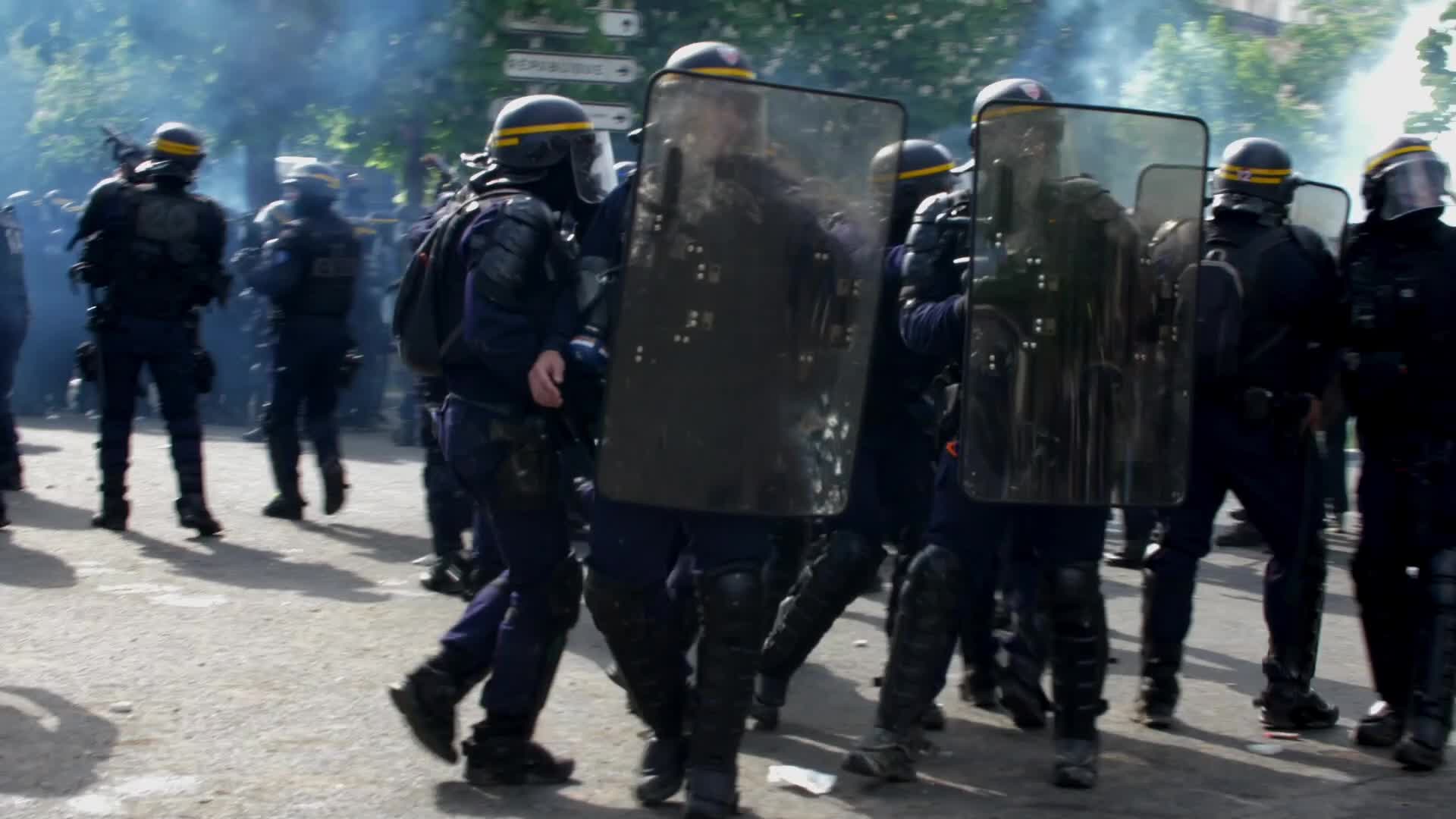 Clashes at the 1 May rally in Paris, France