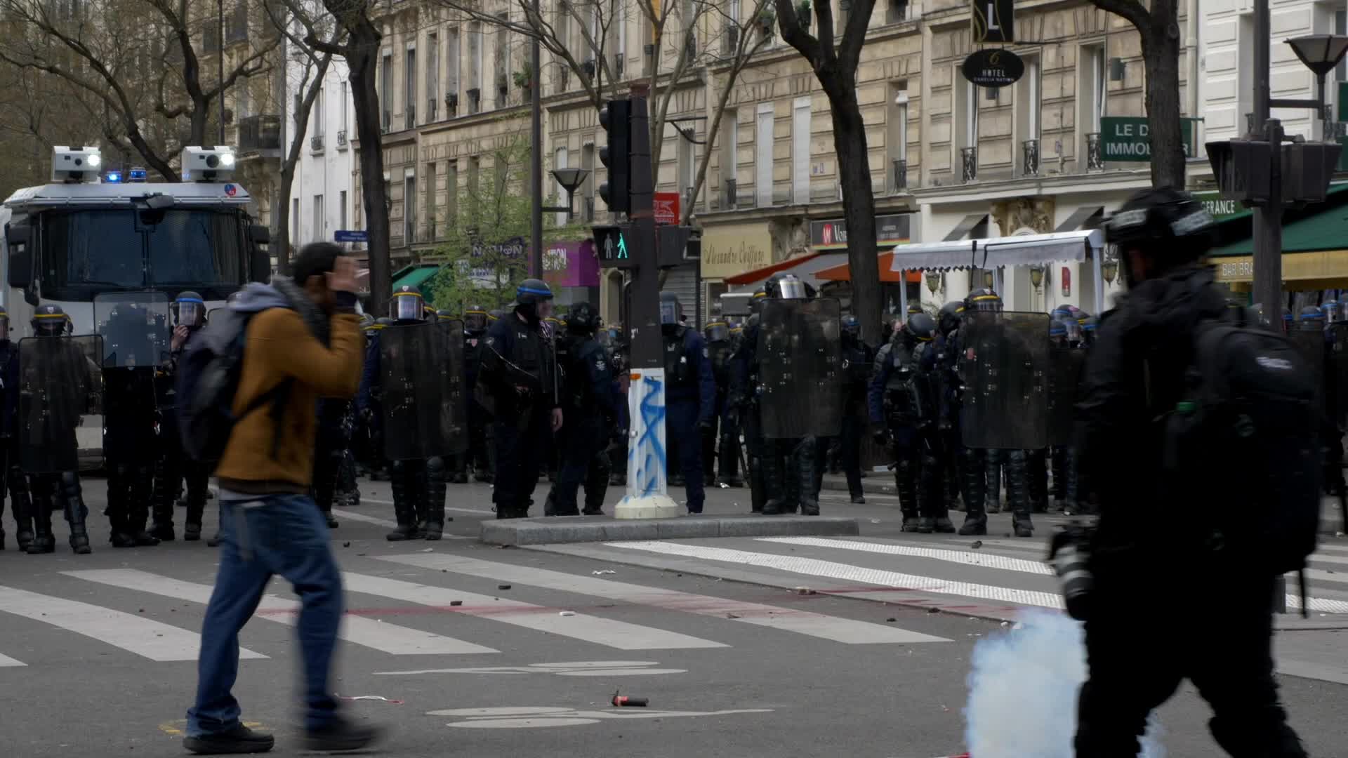 Clashes at the 1 May rally in Paris, France