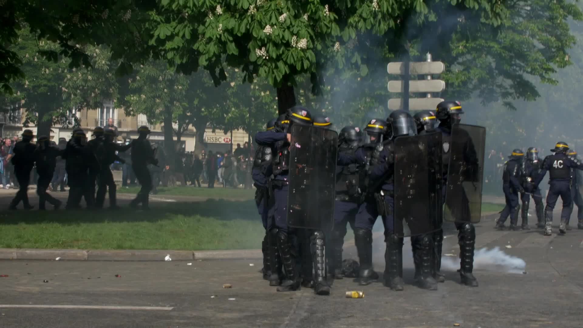 Clashes at the 1 May rally in Paris, France
