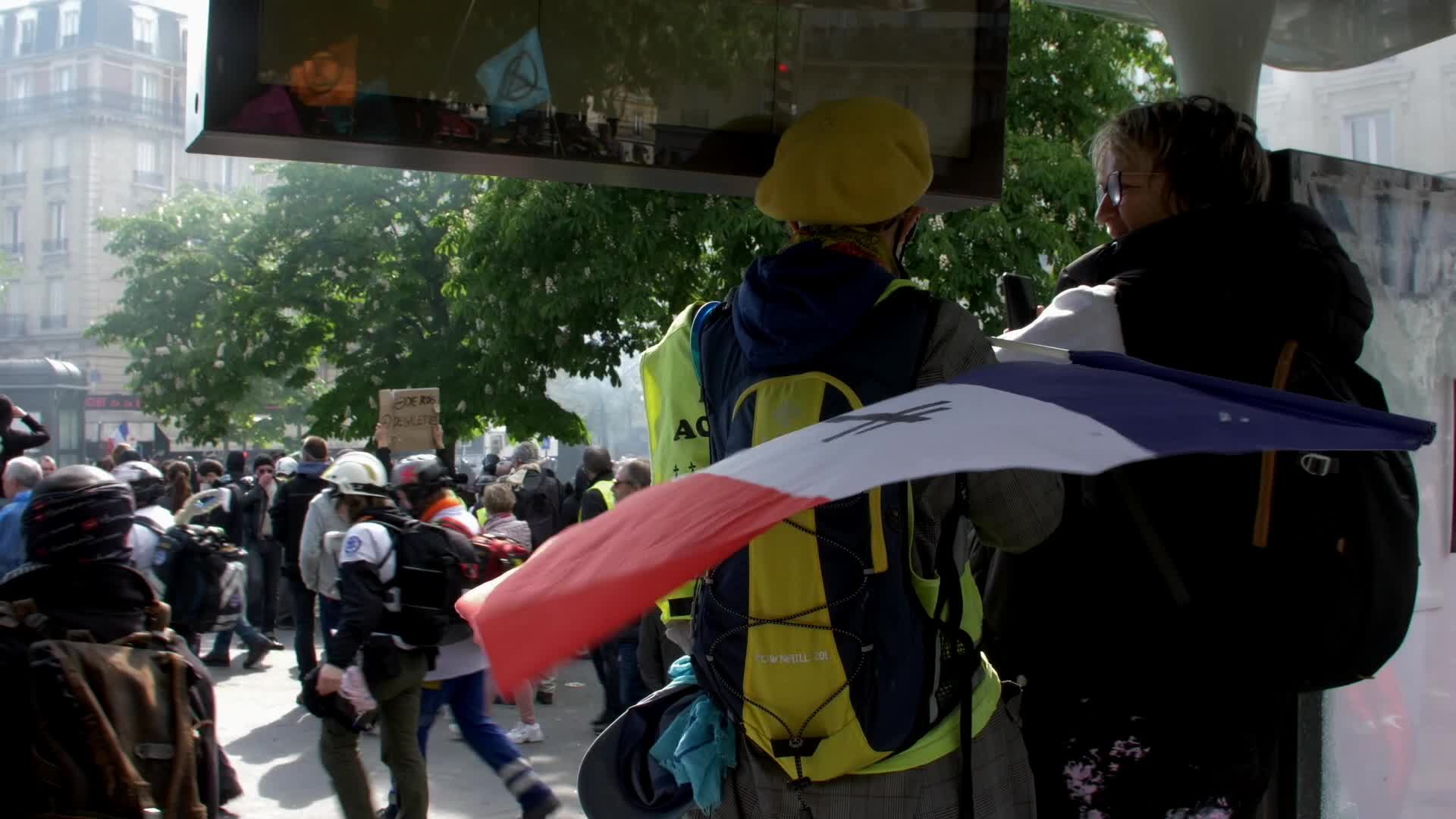 Clashes at the 1 May rally in Paris, France