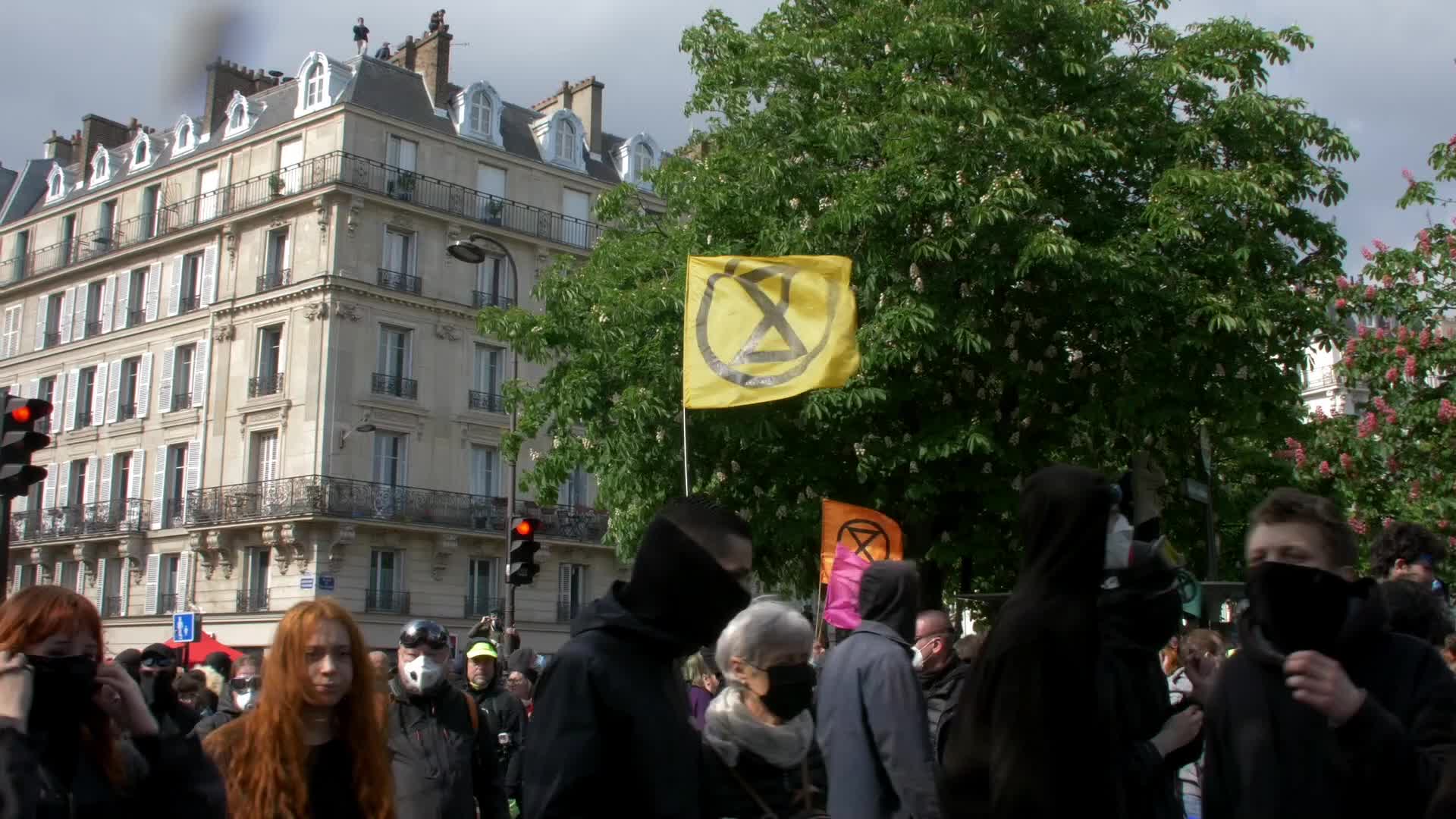 Clashes at the 1 May rally in Paris, France