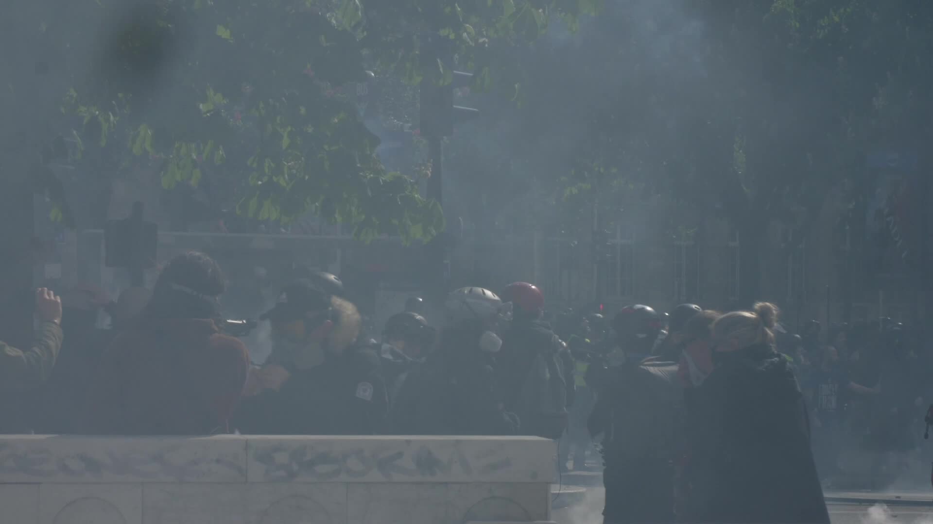 Clashes at the 1 May rally in Paris, France
