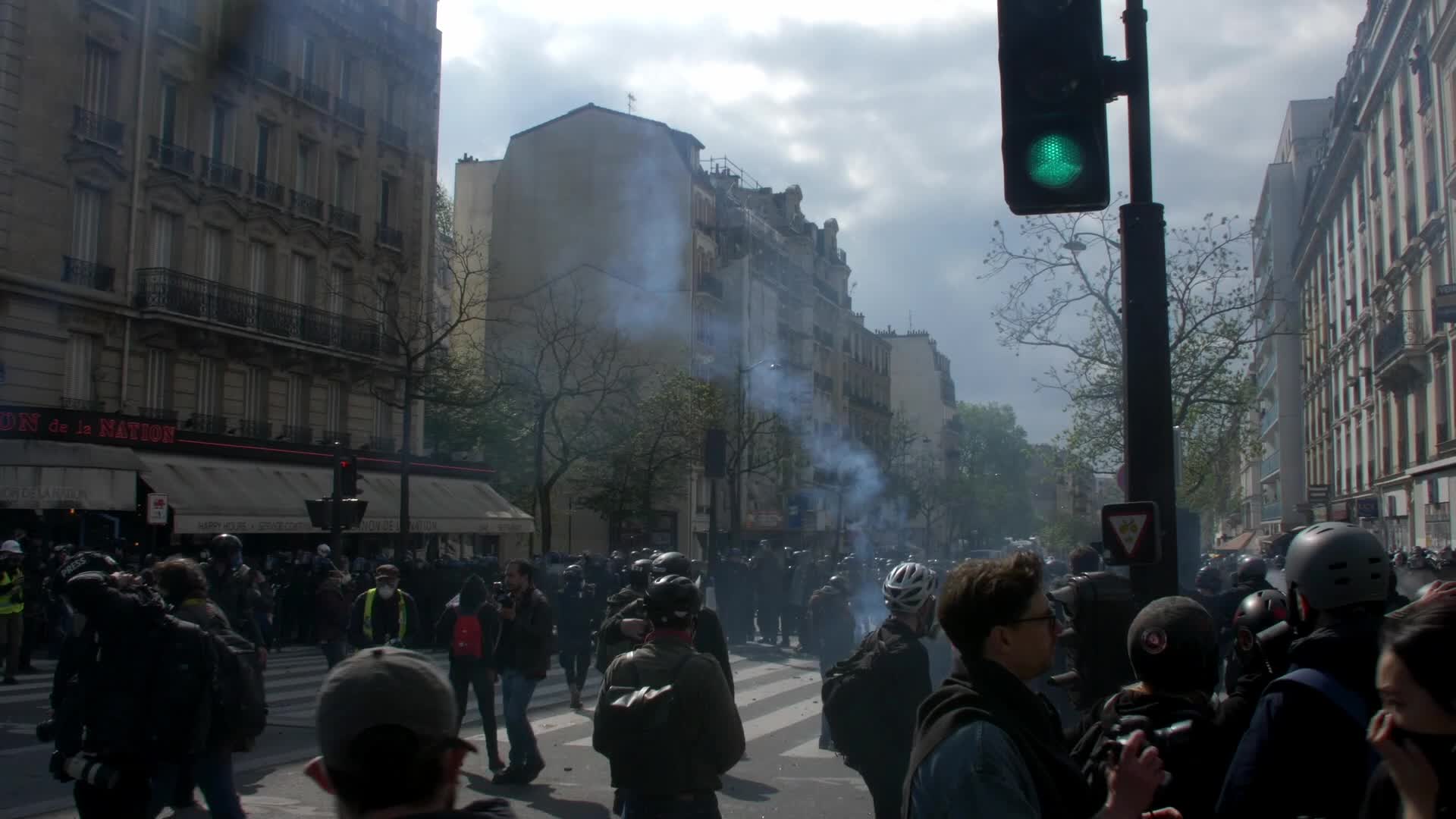 Clashes at the 1 May rally in Paris, France
