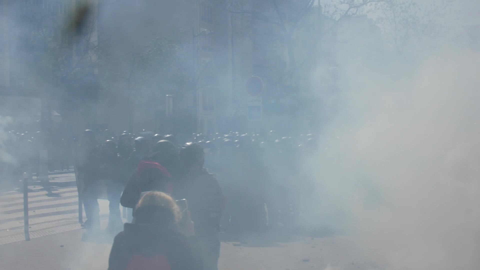 Clashes at the 1 May rally in Paris, France