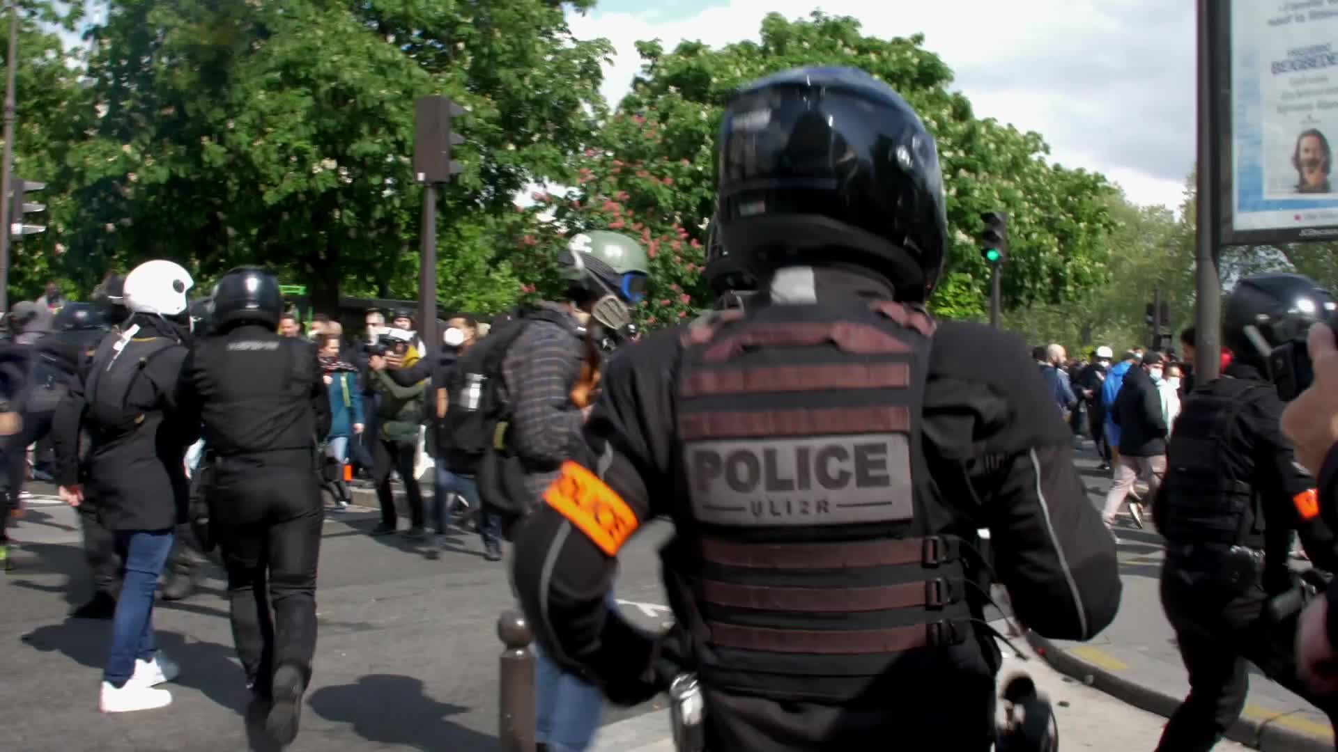 Clashes at the 1 May rally in Paris, France