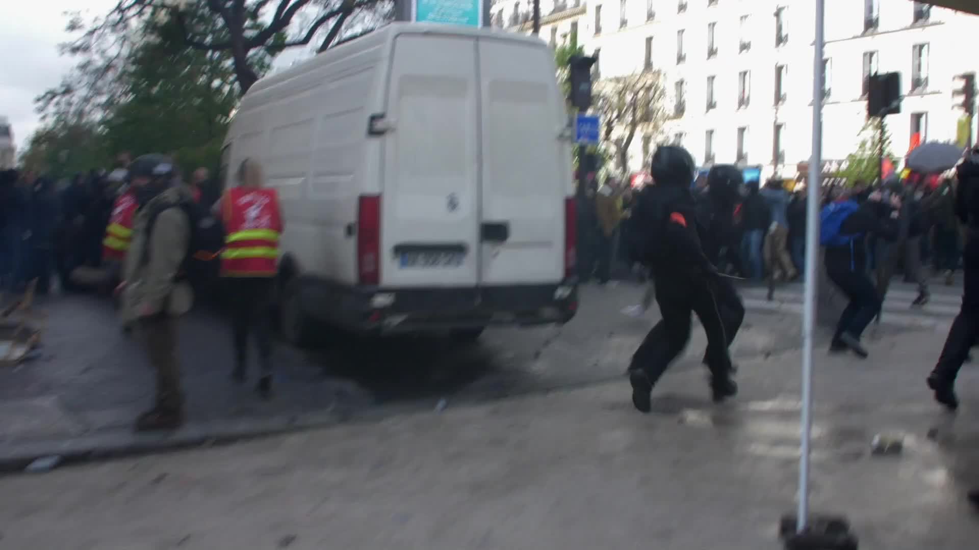 Clashes at the 1 May rally in Paris, France