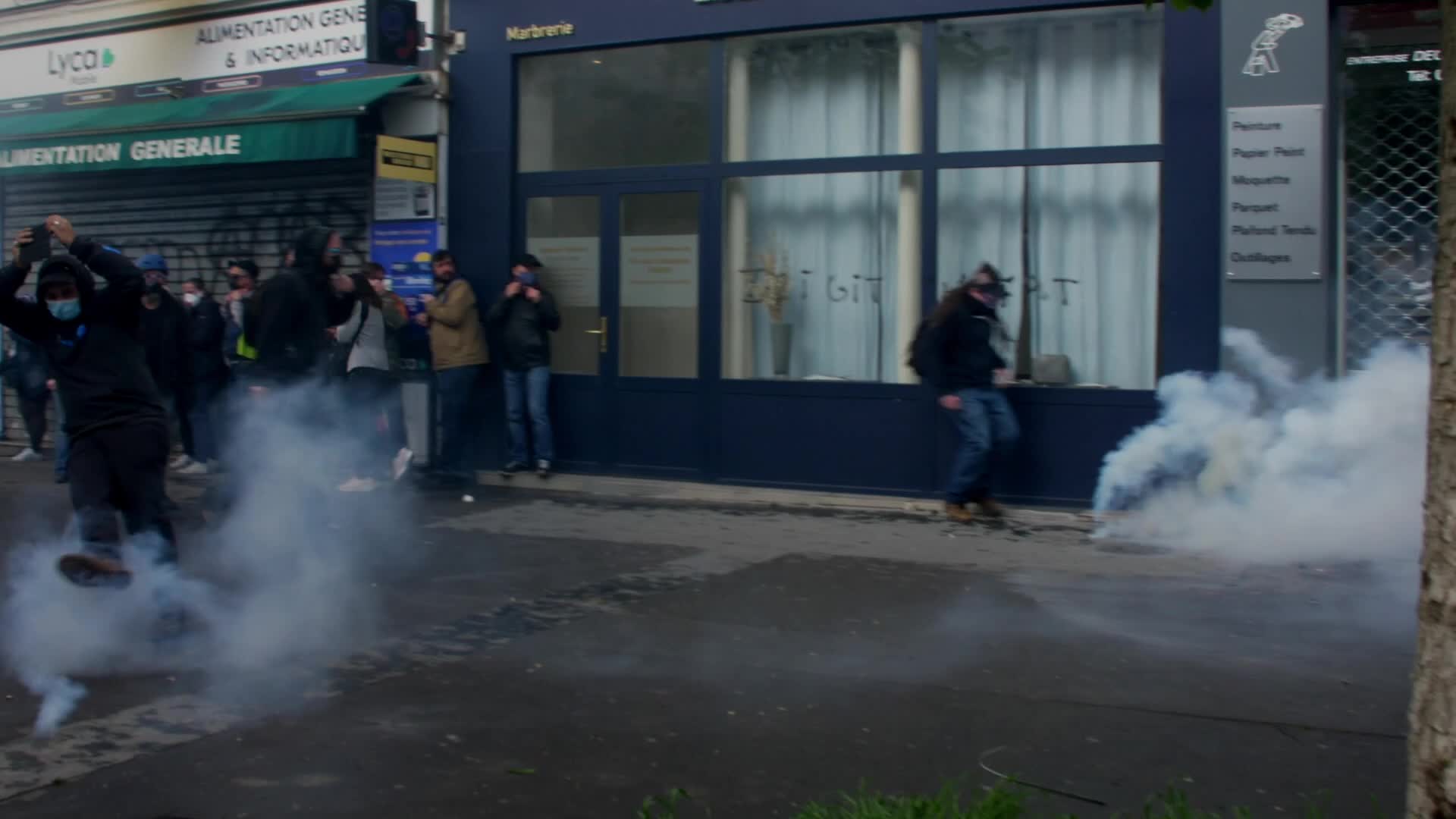 Clashes at the 1 May rally in Paris, France