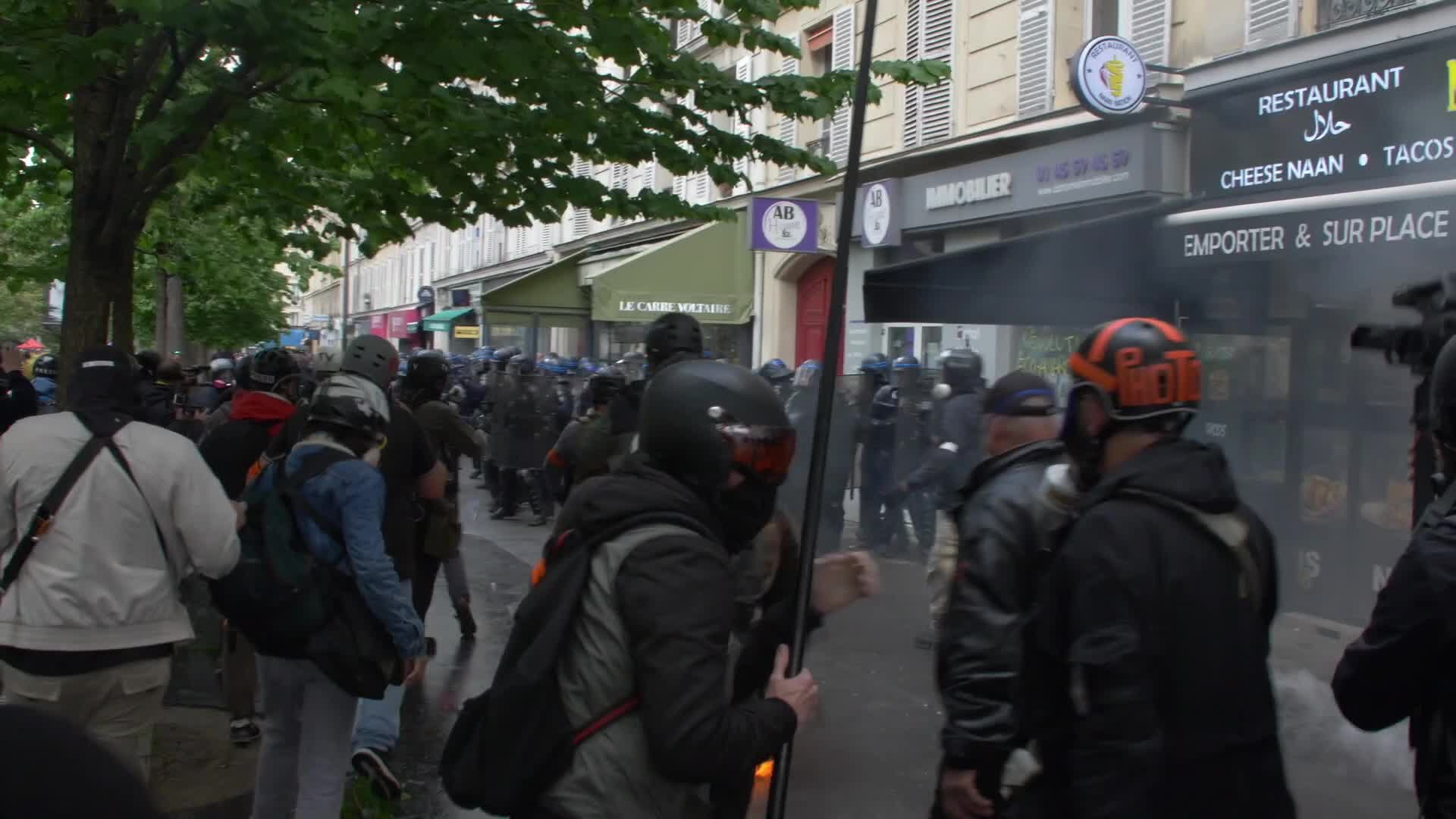 Clashes at the 1 May rally in Paris, France