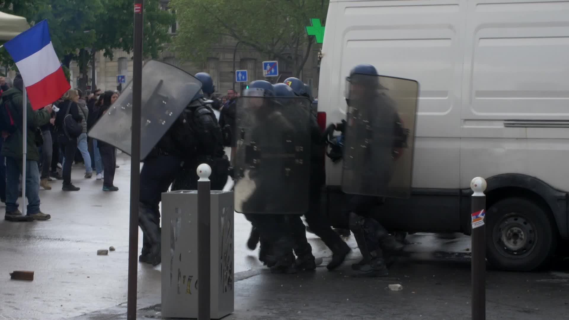 Clashes at the 1 May rally in Paris, France