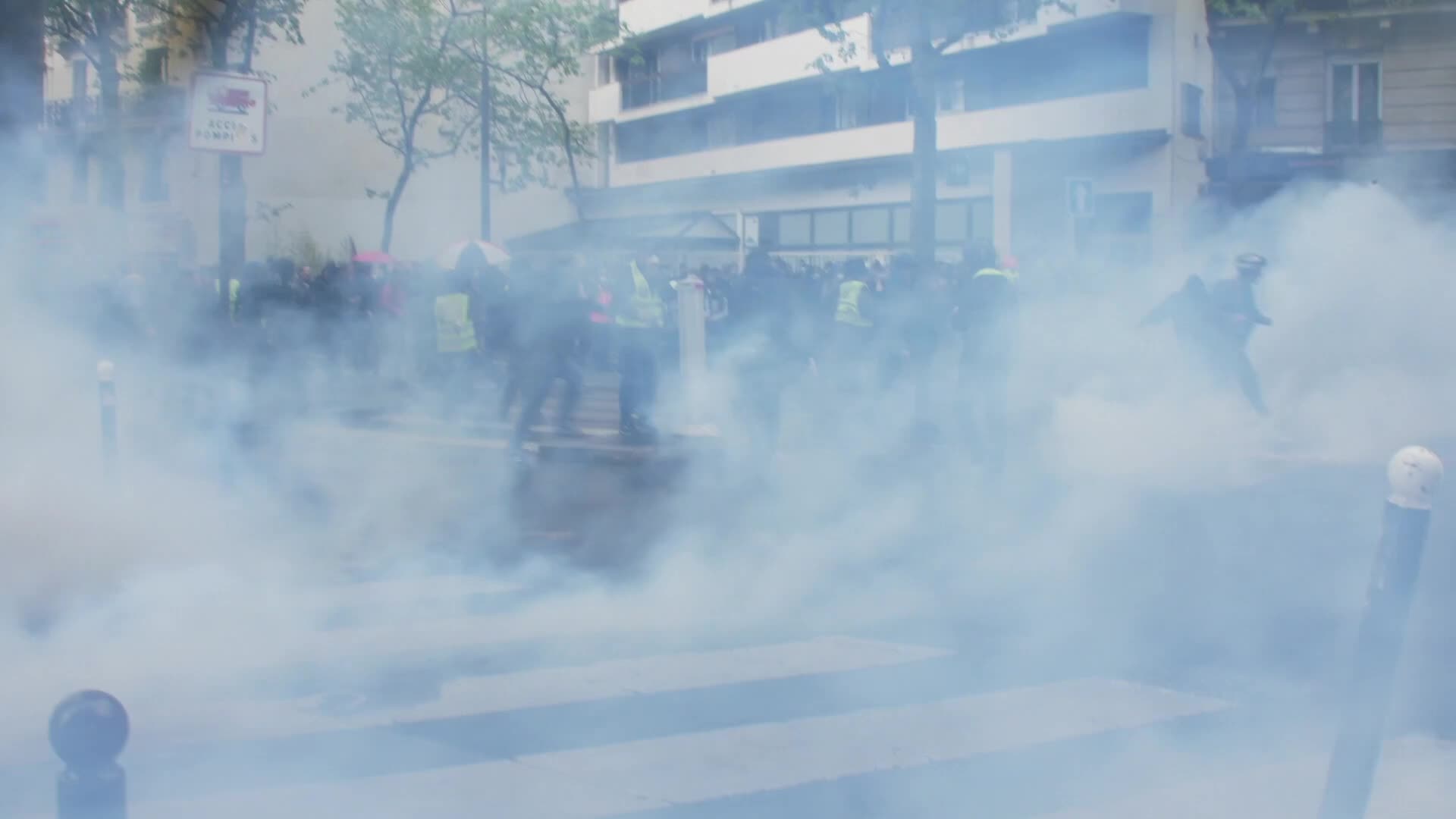 Clashes at the 1 May rally in Paris, France