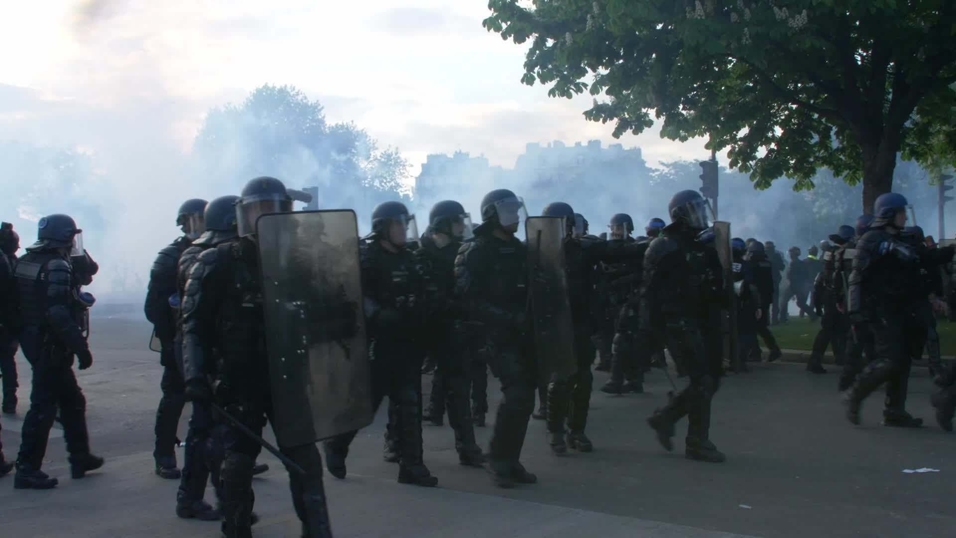 Clashes at the 1 May rally in Paris, France