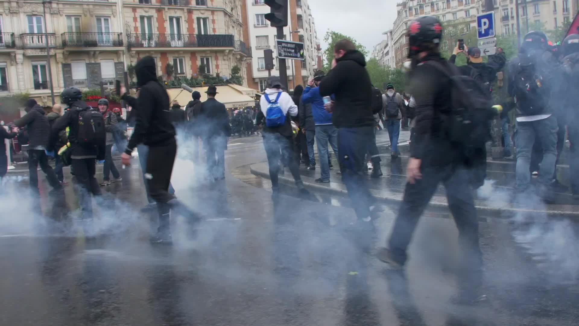 Clashes at the 1 May rally in Paris, France