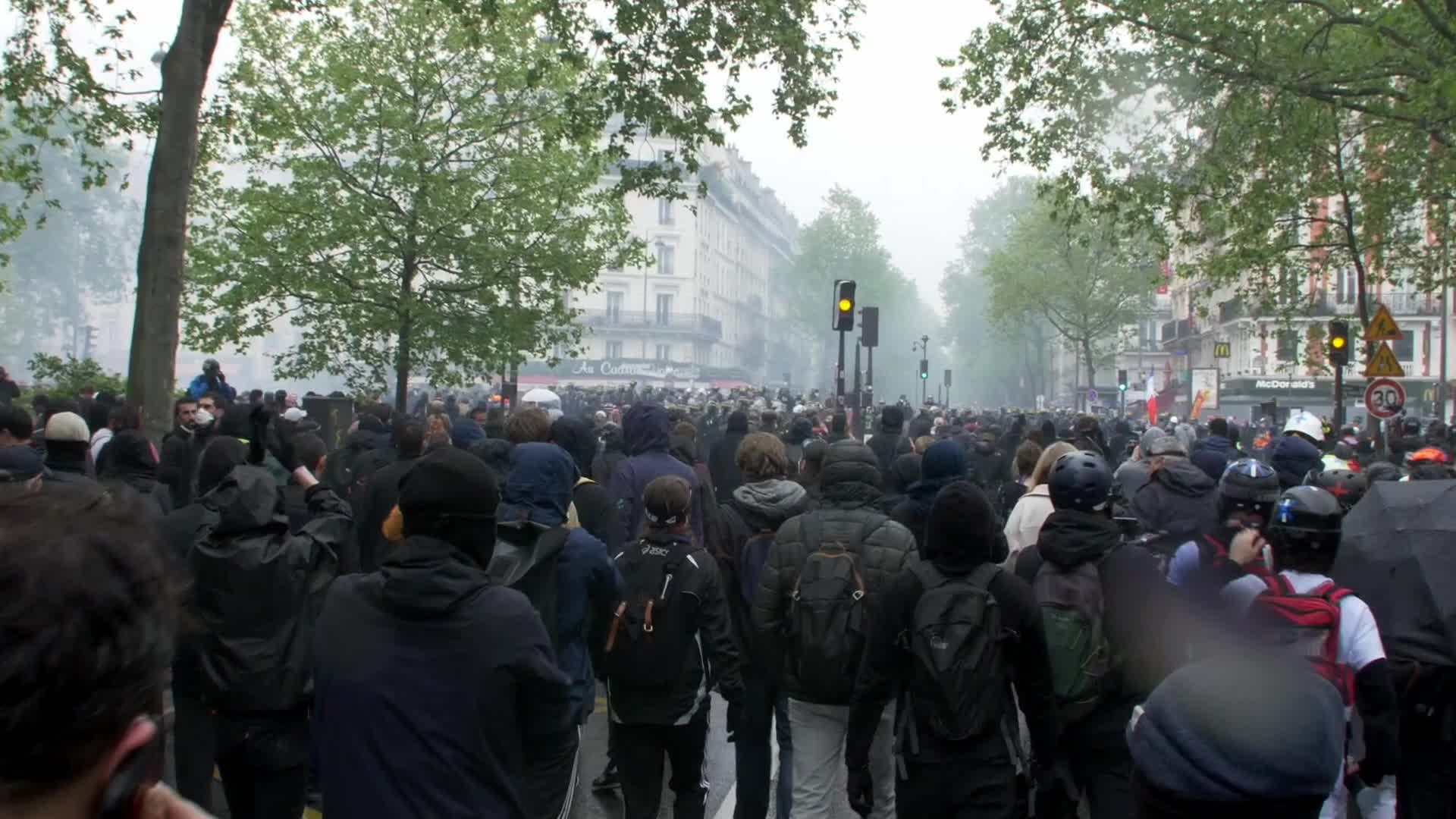 Clashes at the 1 May rally in Paris, France