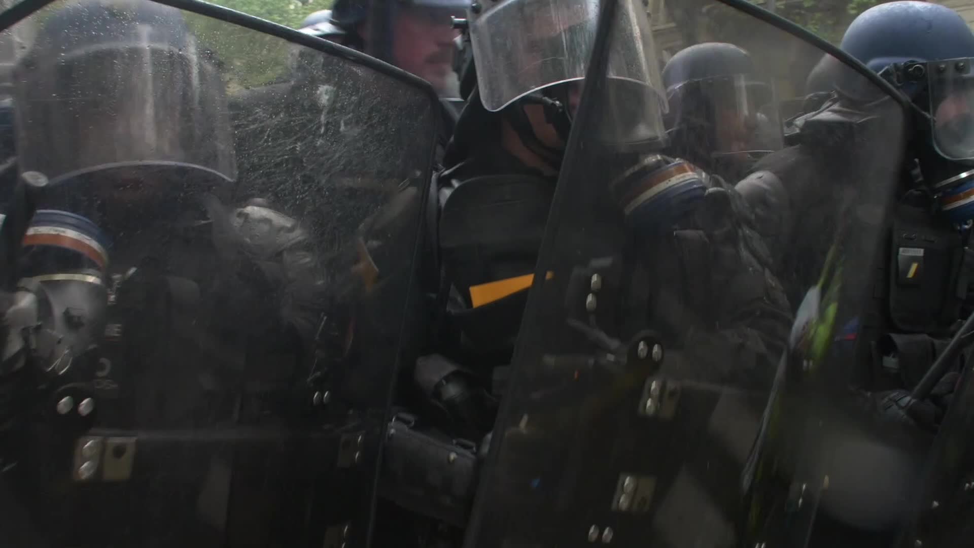Clashes at the 1 May rally in Paris, France