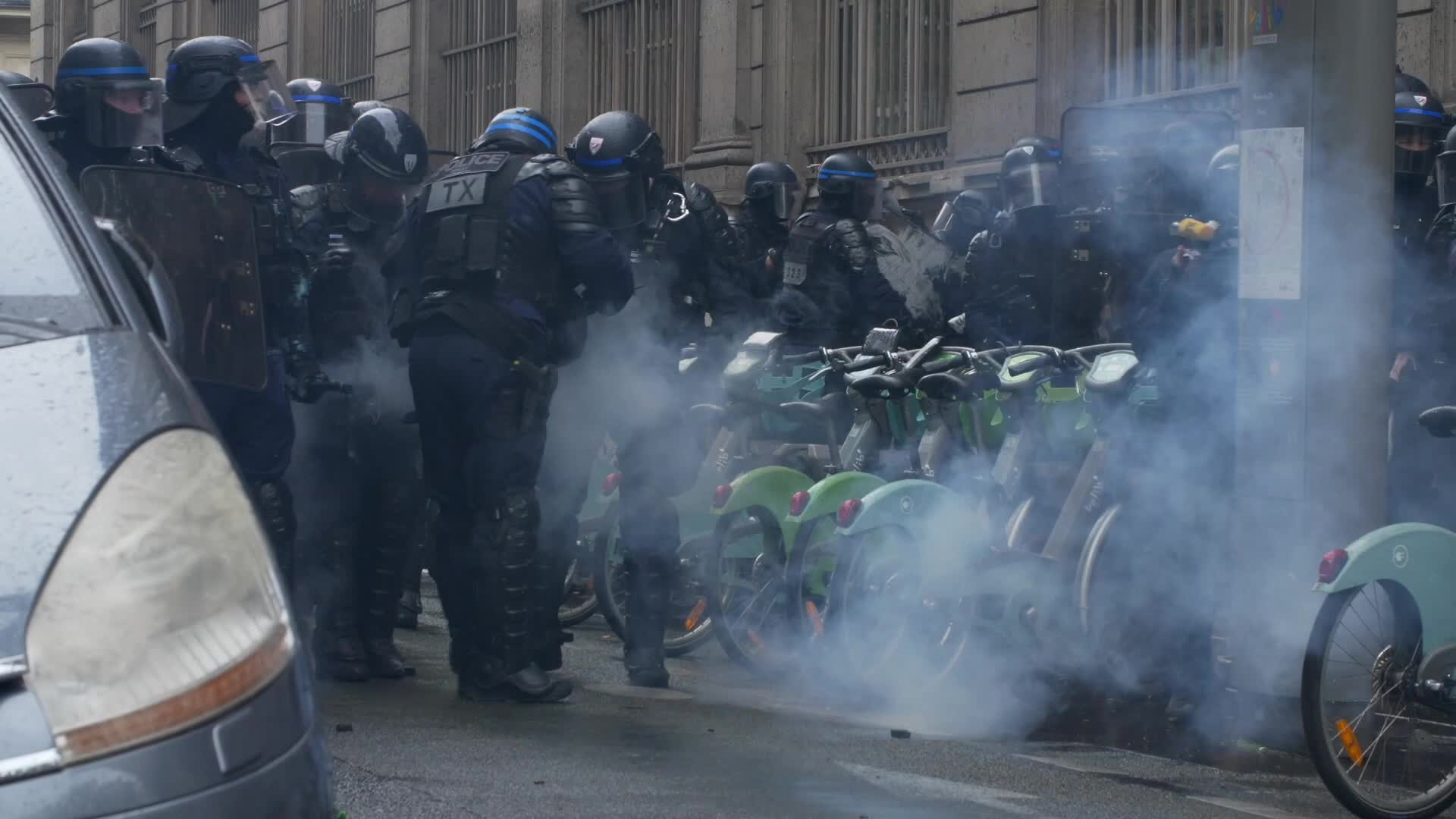 Clashes at the 1 May rally in Paris, France