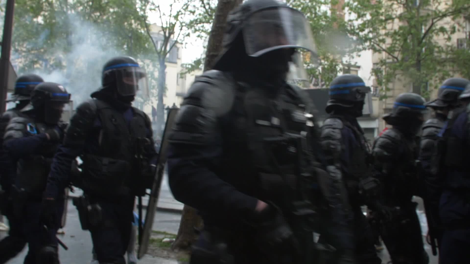 Clashes at the 1 May rally in Paris, France