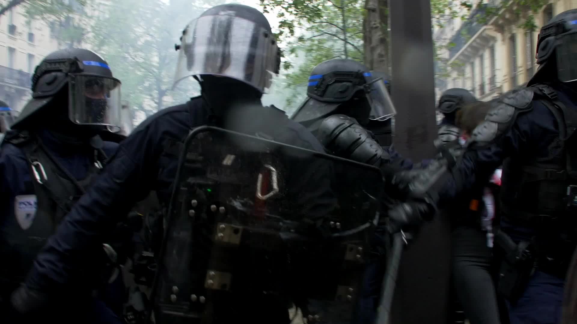 Clashes at the 1 May rally in Paris, France
