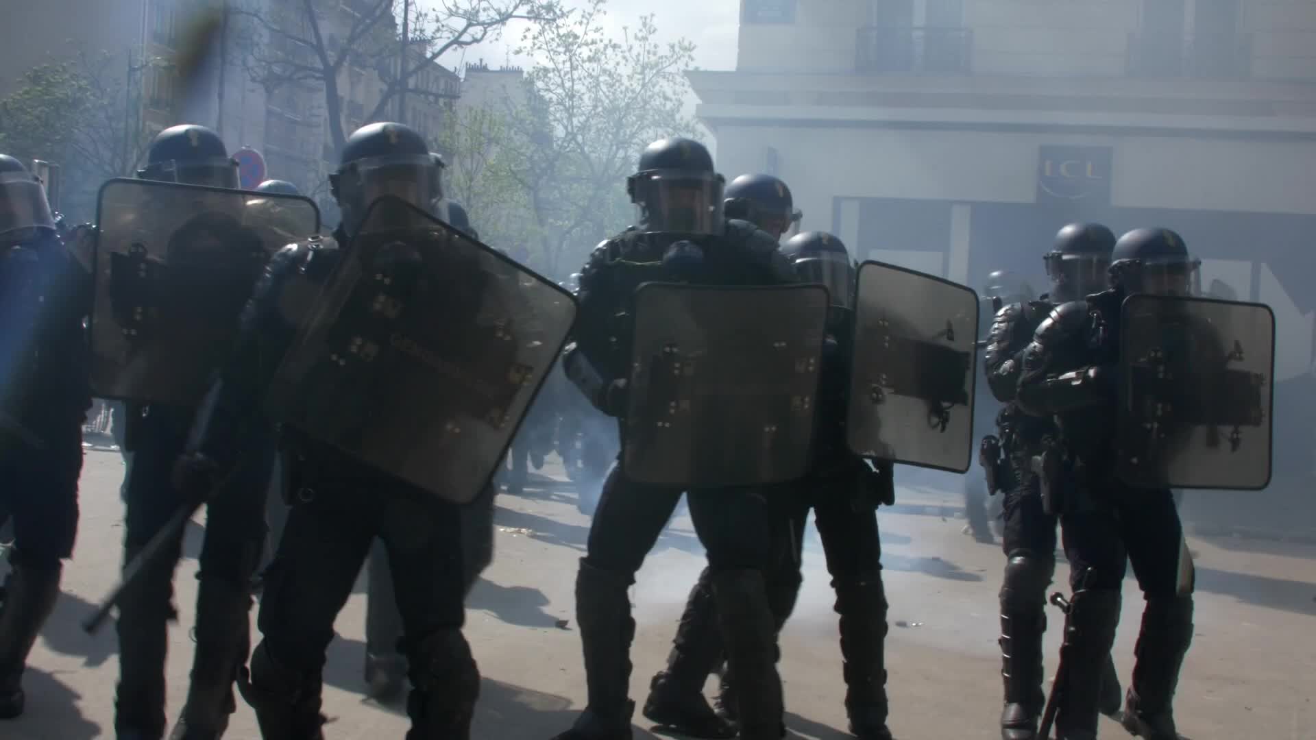 Clashes at the 1 May rally in Paris, France