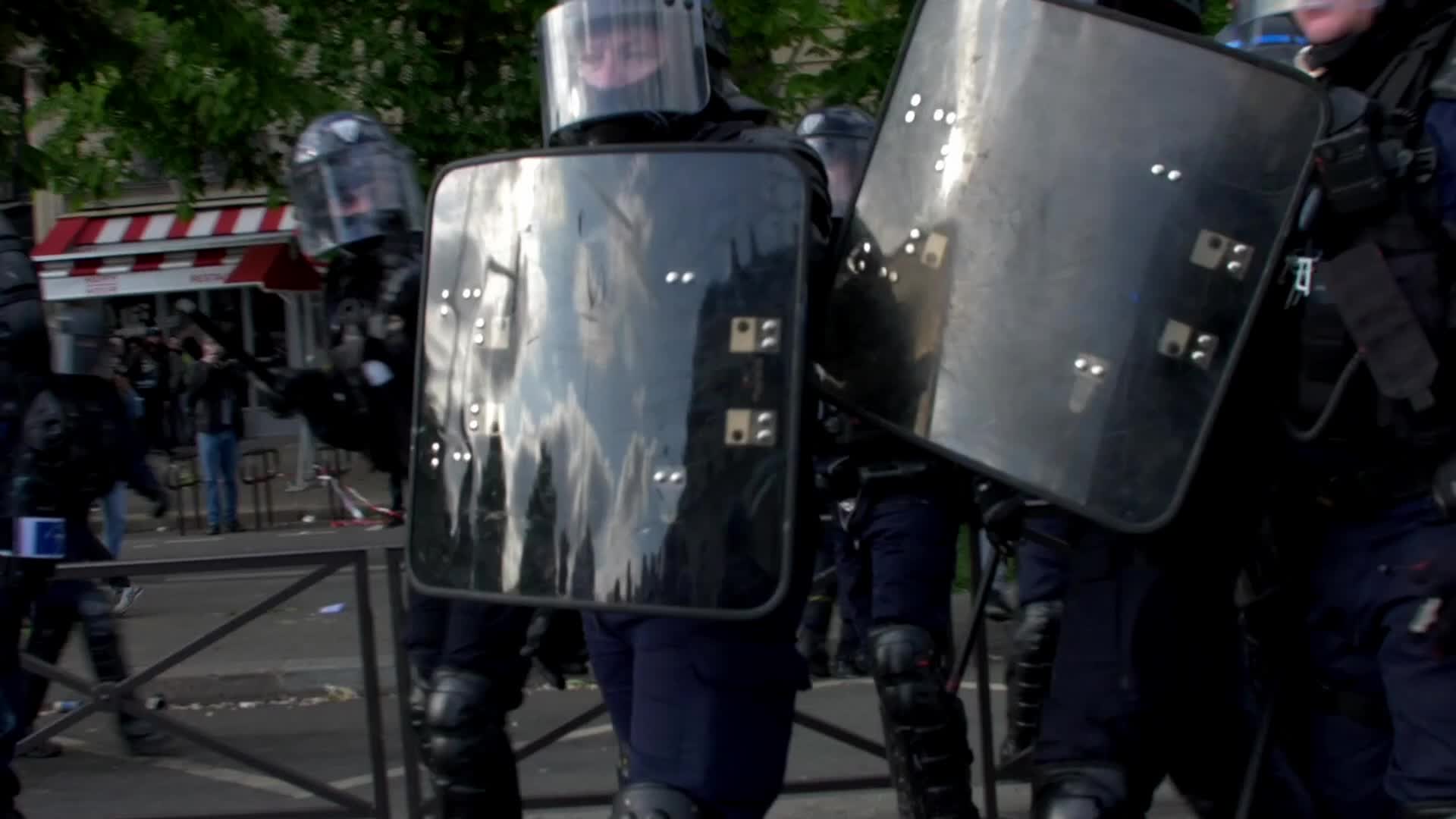 Clashes at the 1 May rally in Paris, France